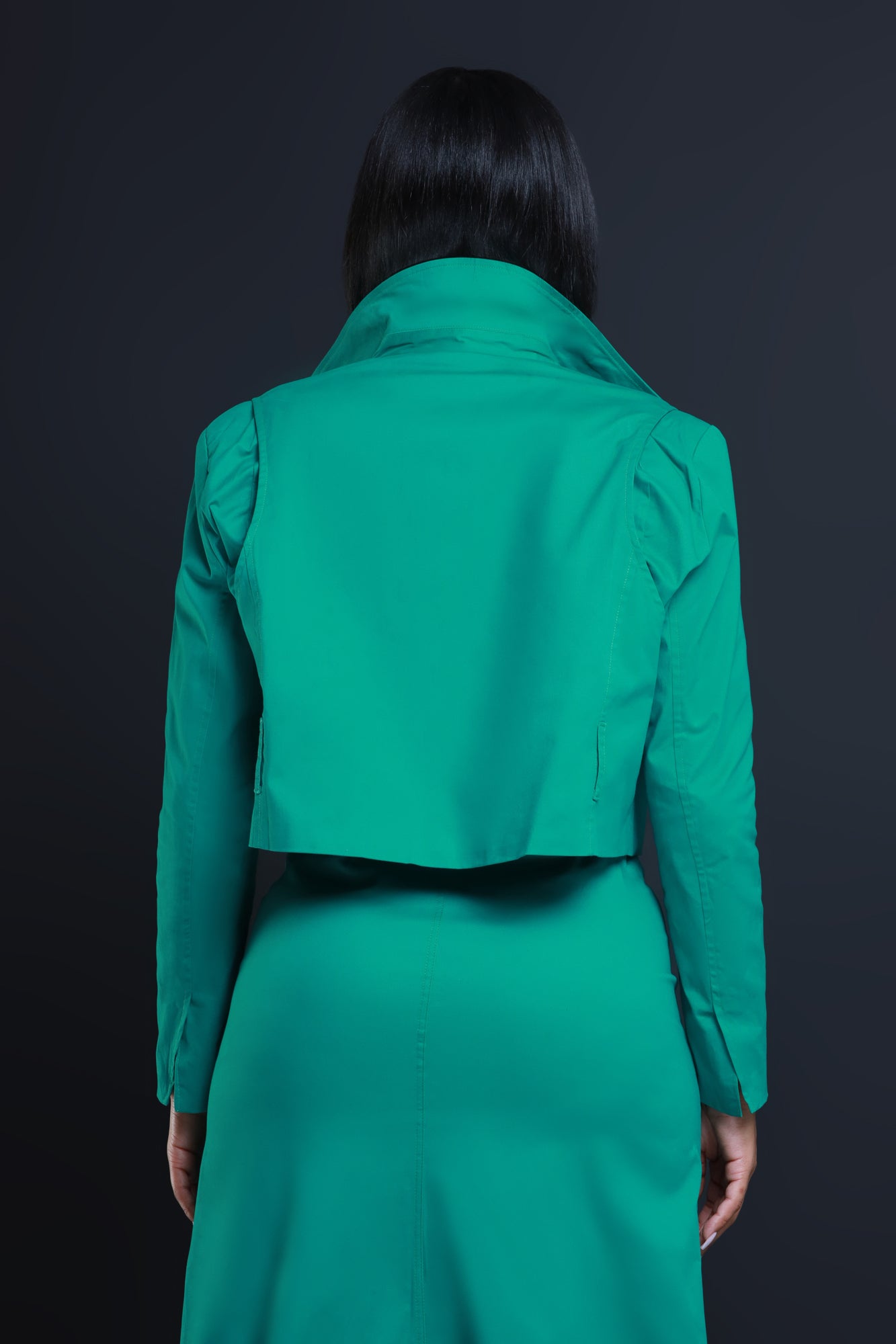Excite Me Cropped Open Blazer - Green - Swank A Posh