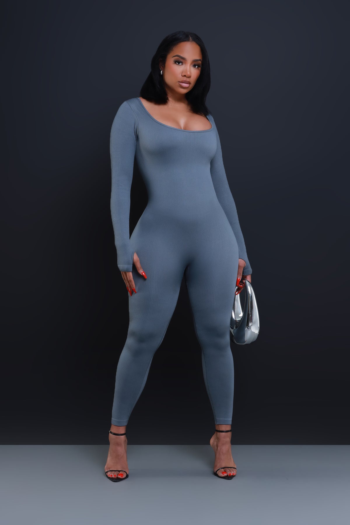
              Higher Power Shaping Ribbed Jumpsuit - Grey - Swank A Posh
            