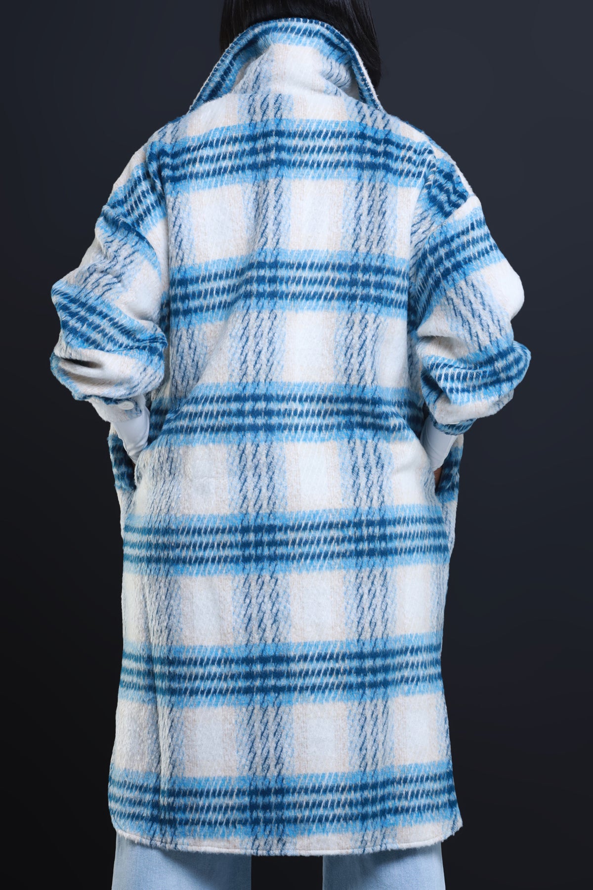 
              Stick With Me Oversized Flannel Coat - Blue - Swank A Posh
            