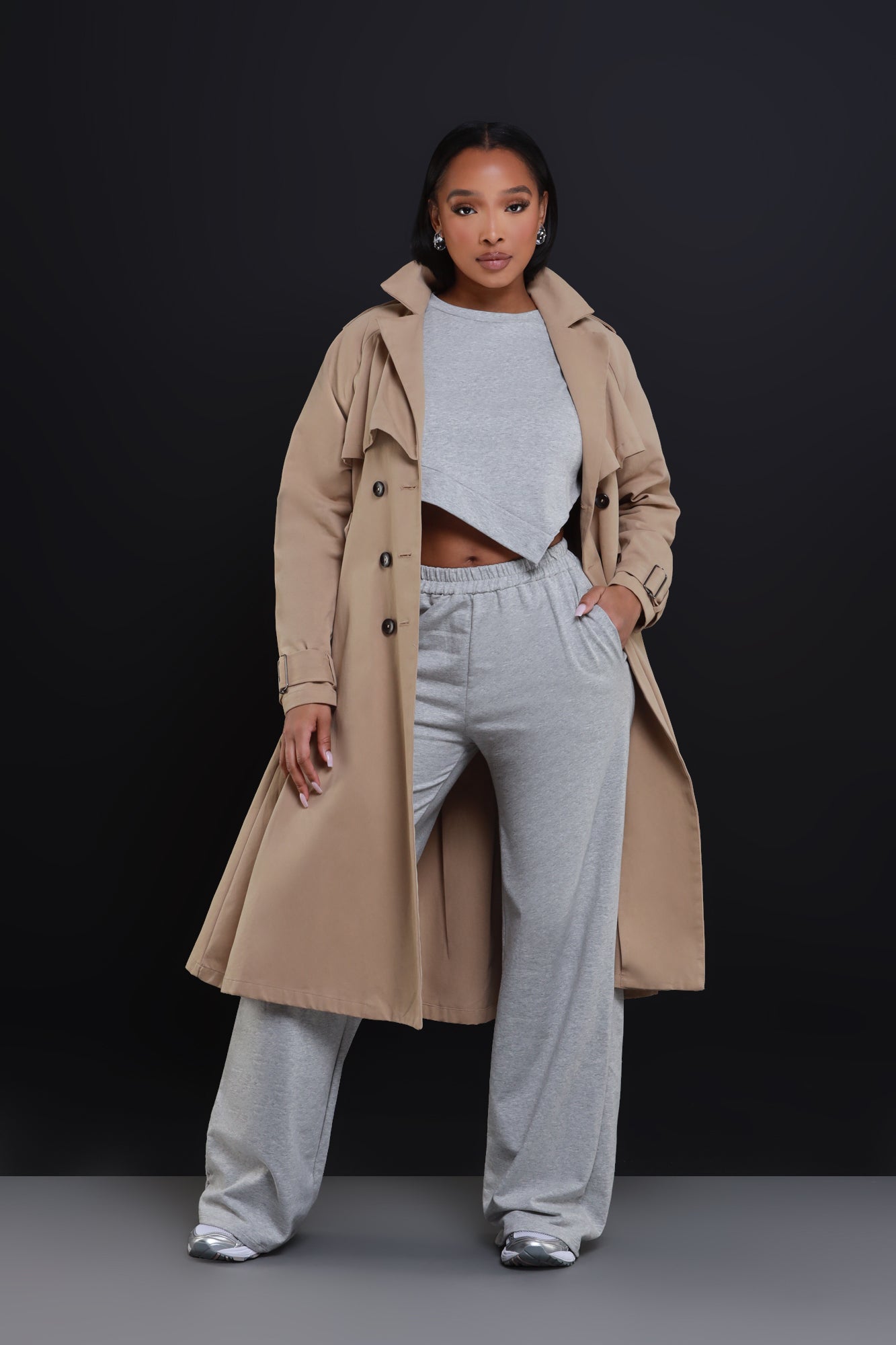 Overloaded Cropped Pants Set - Heather Grey - Swank A Posh