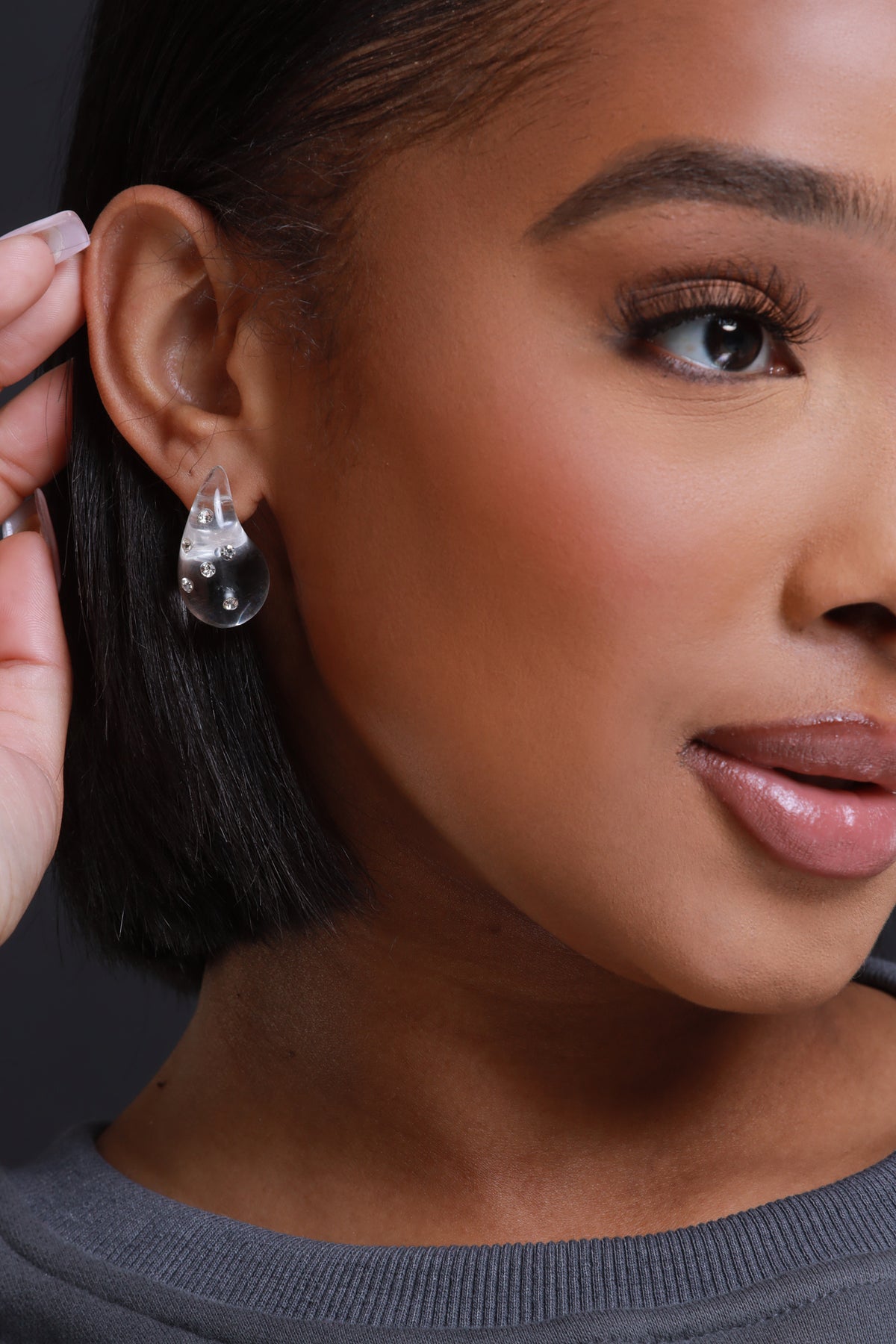 
              Glam Moment Jeweled Teardrop Earrings - Clear - Swank A Posh
            