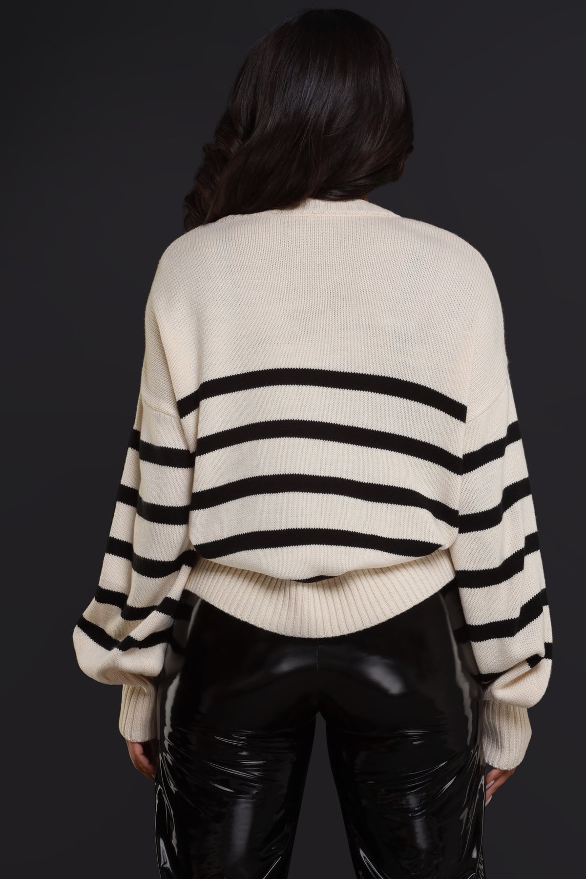 
              Care Taken Oversized Striped Sweater - Taupe/Black - Swank A Posh
            