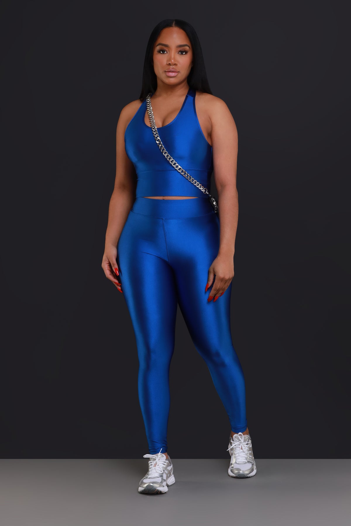 
              Hustle And Grind Cropped Athletic Set - Blue - Swank A Posh
            