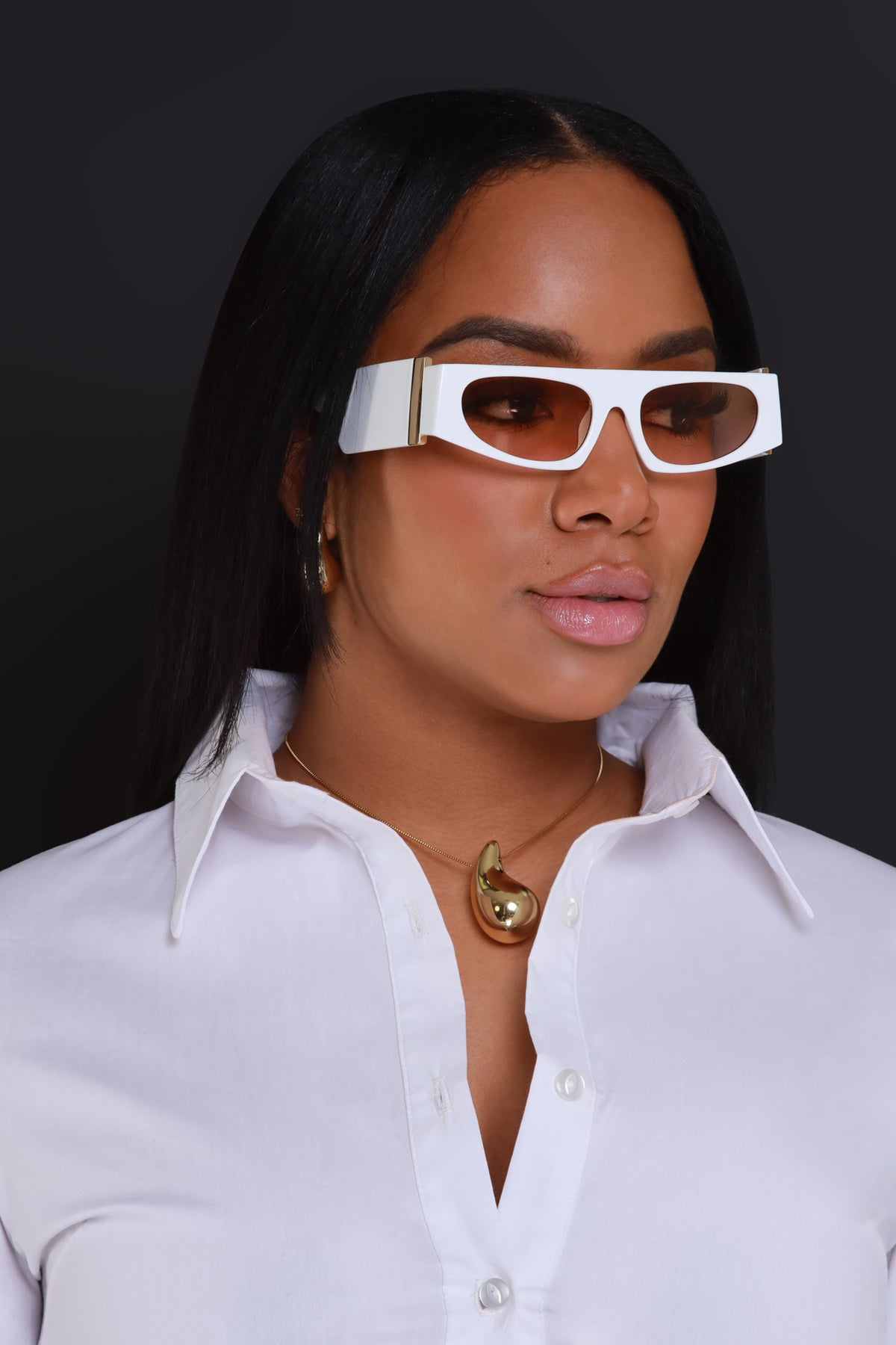 
              Look This Way Broad Frame Sunglasses - White - Swank A Posh
            