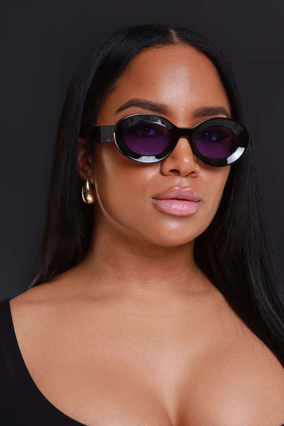 
              See You Out Retro Rounded Sunglasses - Black/Purple - Swank A Posh
            