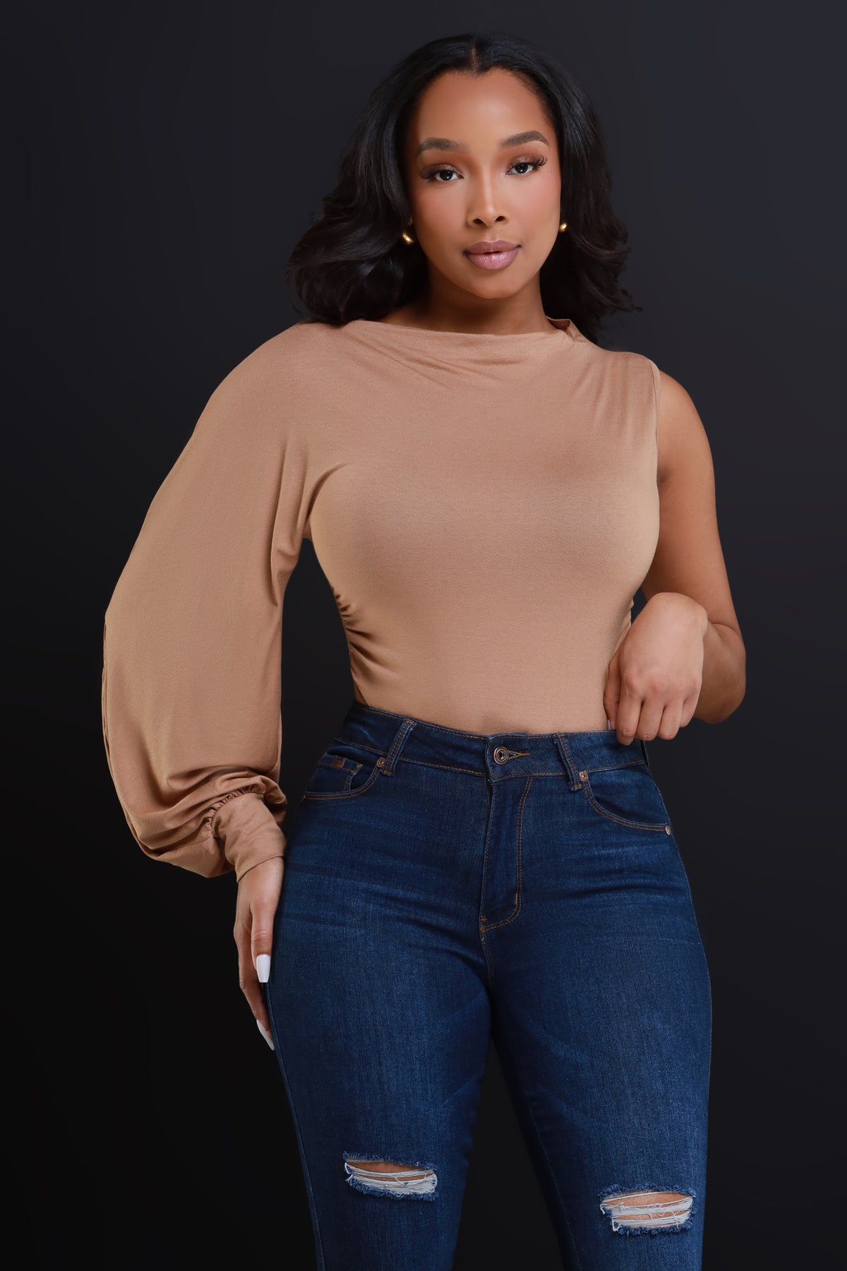 
              Get It All One Shoulder Top - Toffee - Swank A Posh
            