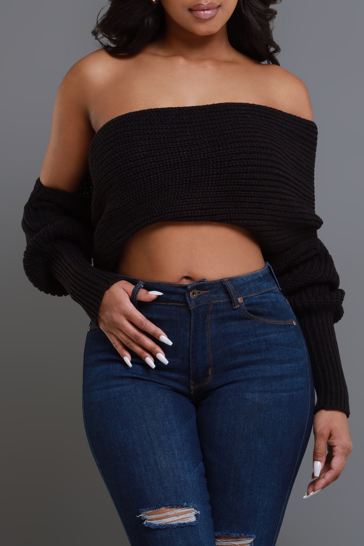
              Multi Way Wrap Sweater - Black - Swank A Posh
            