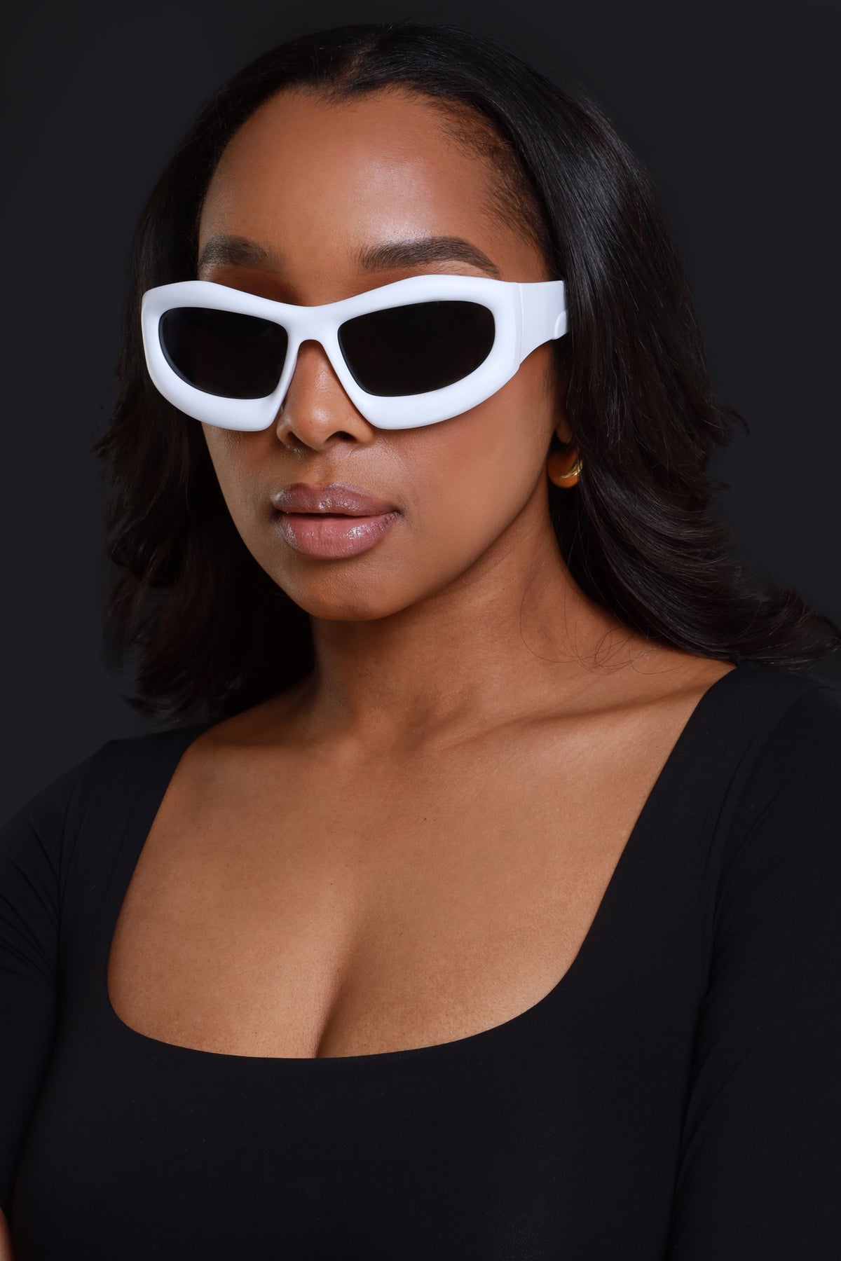 
              On Sight Oversized Bubble Sunglasses - White - Swank A Posh
            