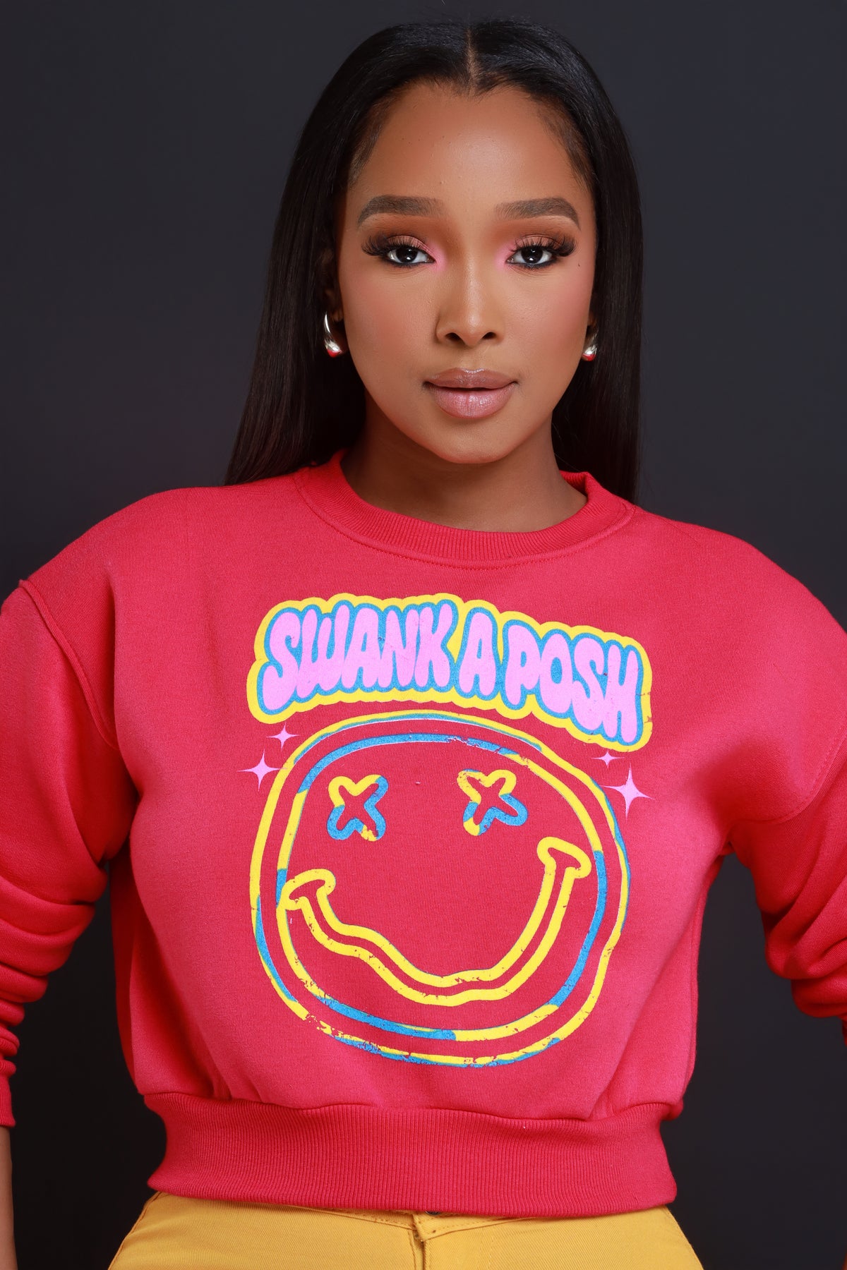 
              Smile Back Logo Graphic Sweatshirt - Fuchsia - Swank A Posh
            