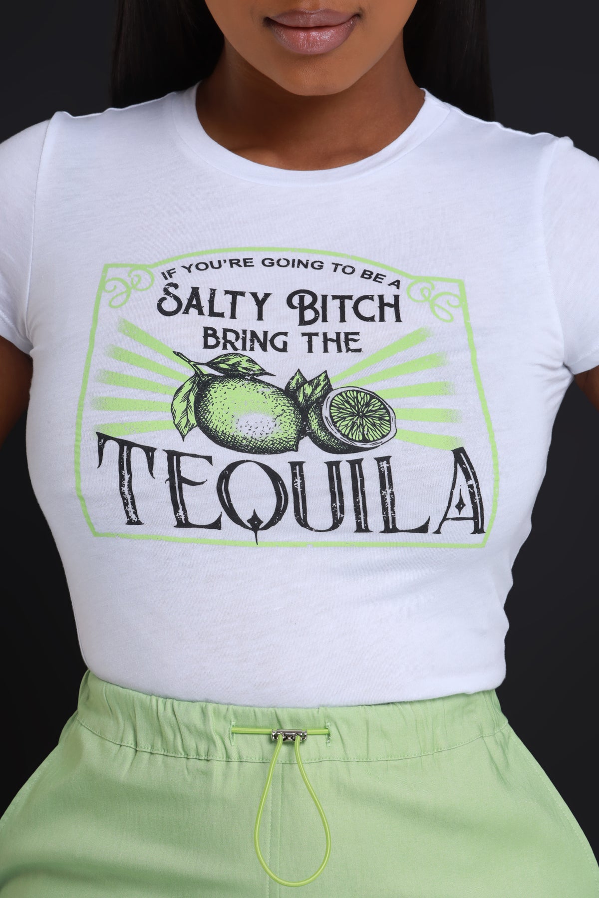 
              Tequila Shot Cropped Graphic T-Shirt - White - Swank A Posh
            