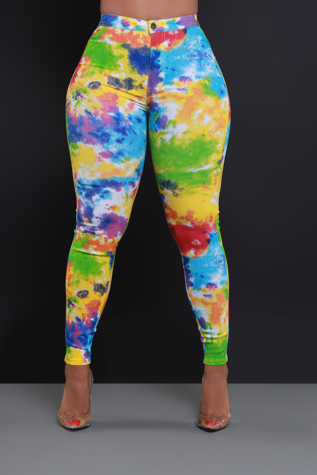 $1 JEANS SIZE SMALL ONLY‼️ Reaction Tie Dye High Rise Stretchy Skinny Jeans - Rainbow - Swank A Posh