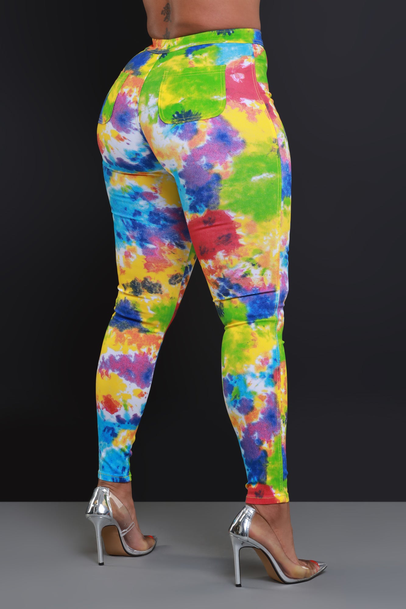 Women's Butt Leggings Multi-colored Tie Dye Tic Toc Yoga Size Large Set  Special