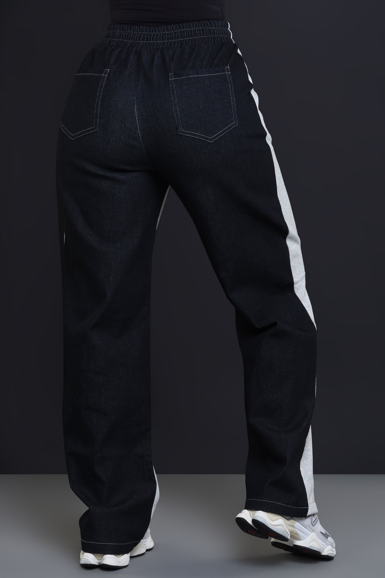 Slip Up Two Tone Wide Leg Pants - Grey/Black - Swank A Posh