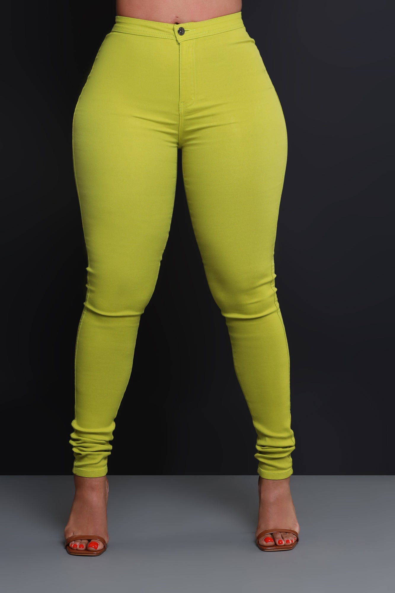 Super Swank High Waist Stretchy Jeans - Kiwi Green - Swank A Posh