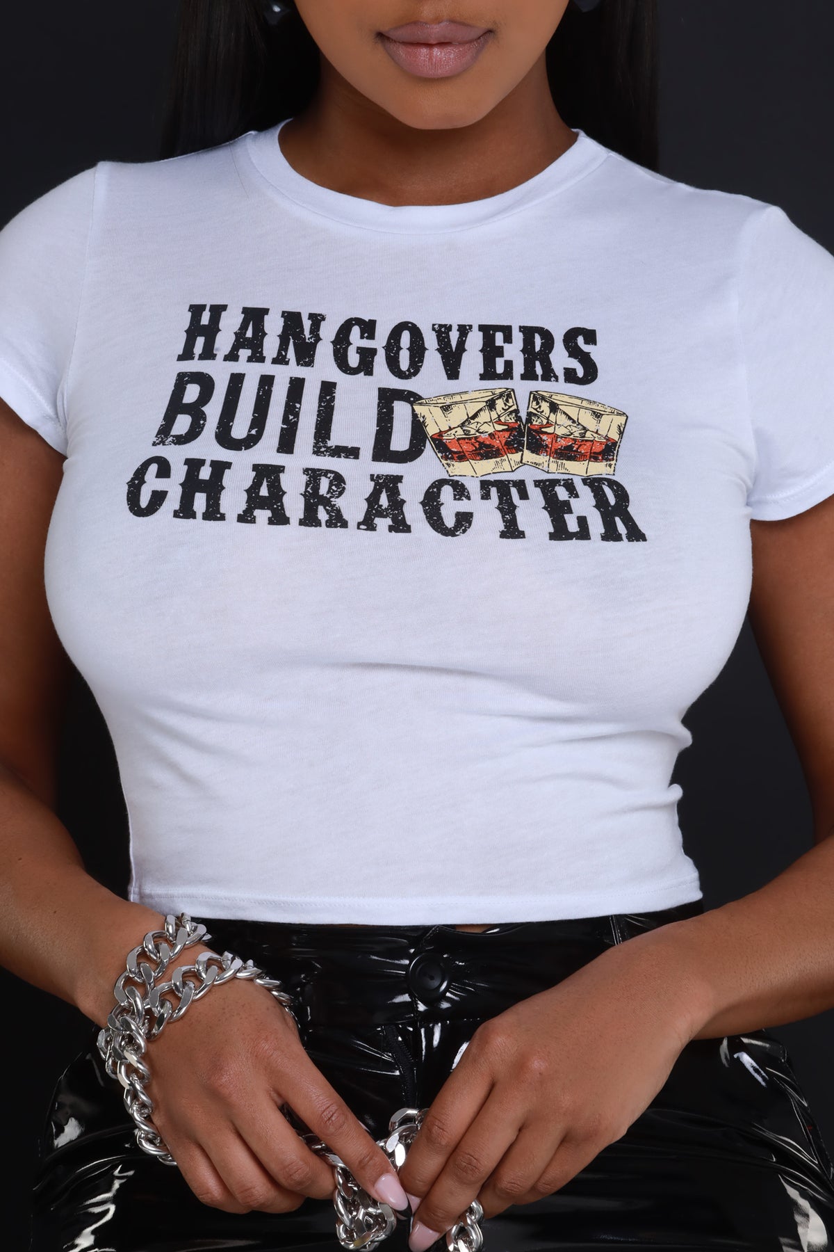 
              Build Character Cropped Graphic T-Shirt - White - Swank A Posh
            