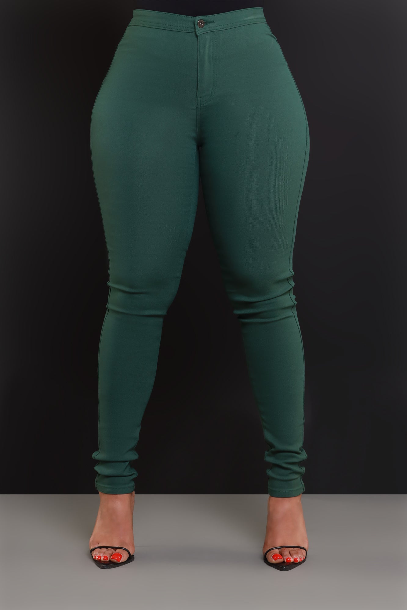 Super Swank High Waist Stretchy Jeans - Hunter Green - Swank A Posh