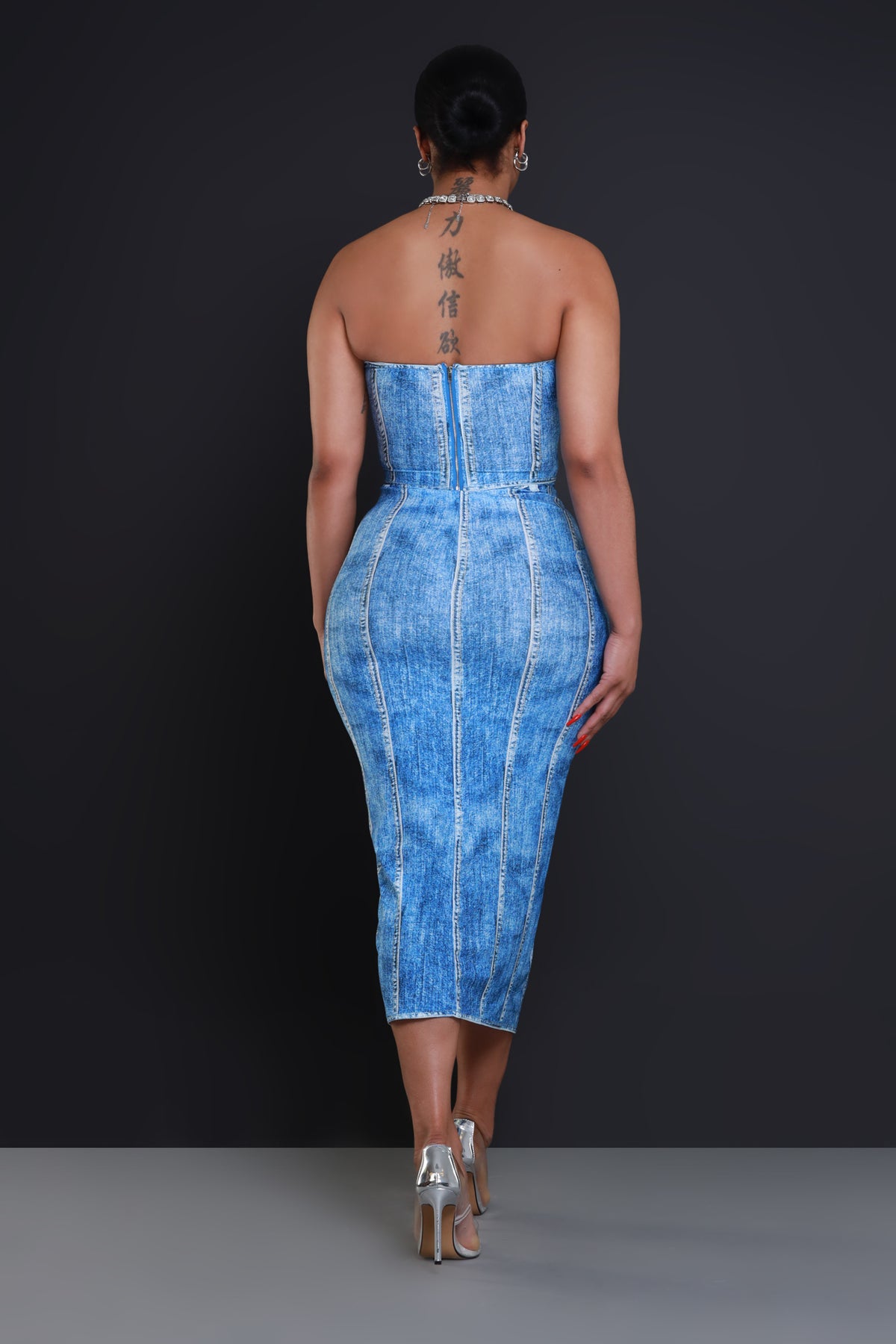 
              Lucky Me Denim Print Corset Skirt Set - Blue - Swank A Posh
            