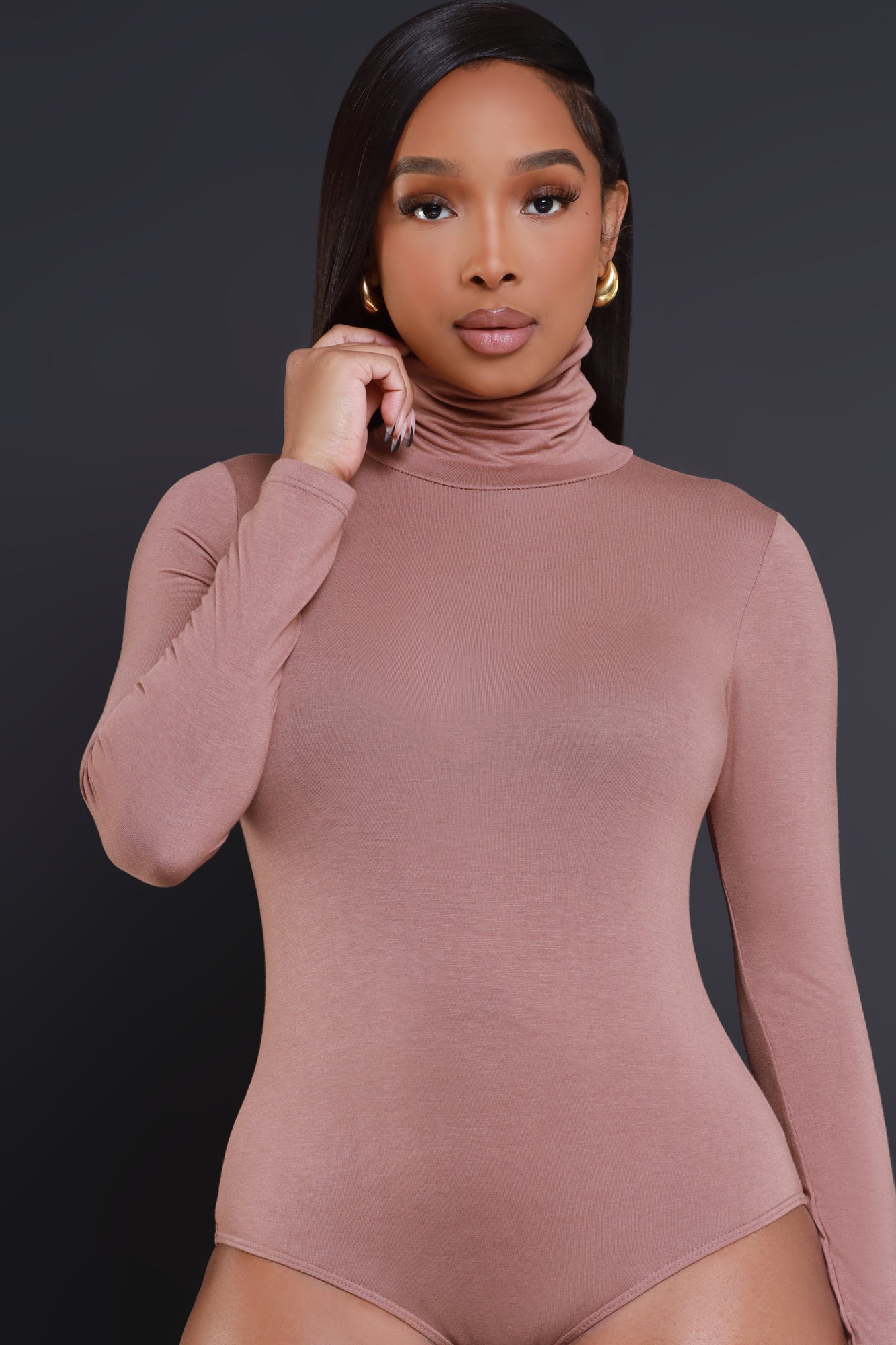 Maneater Turtleneck Bodysuit - Toffee - Swank A Posh