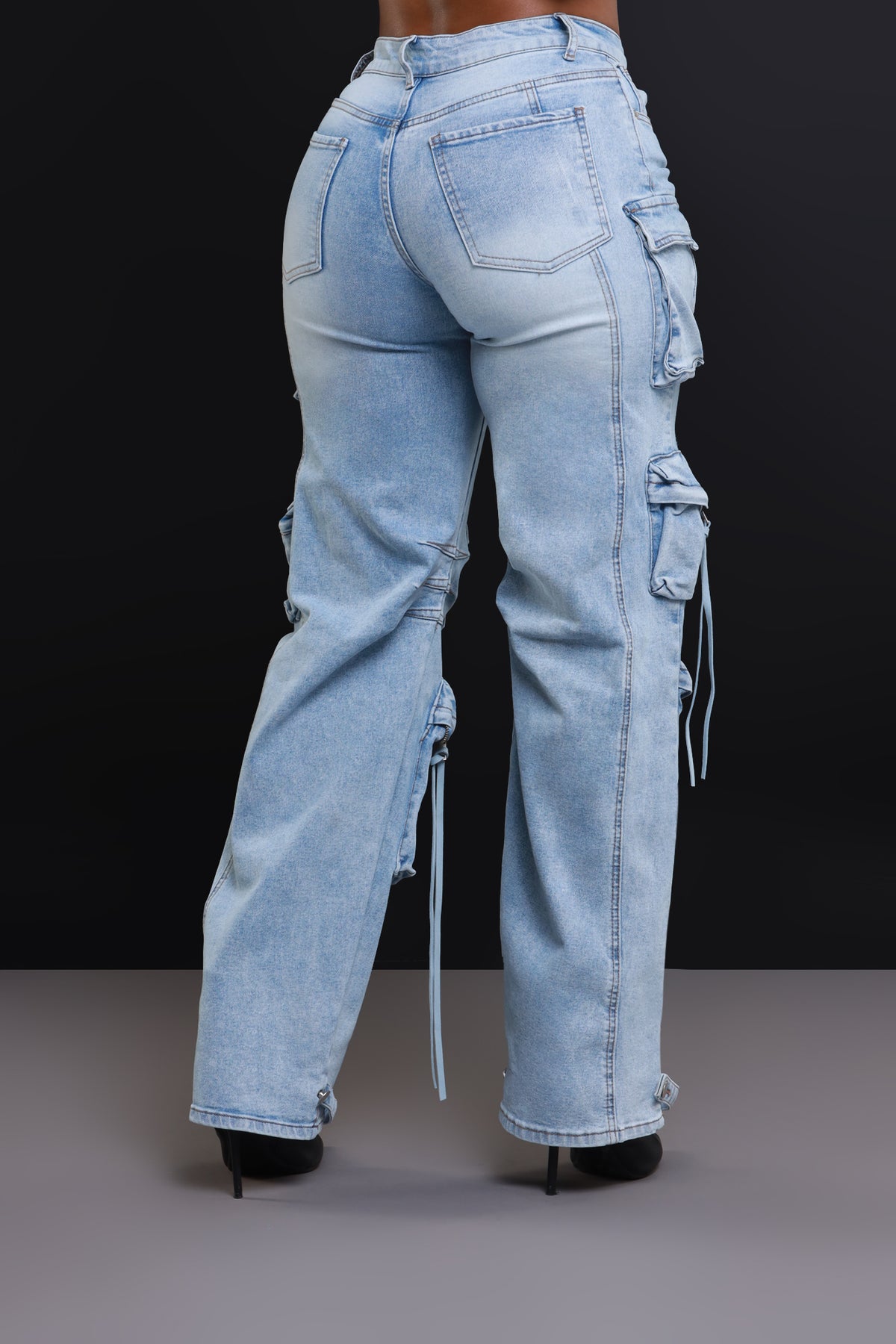 
              Down We Go High Rise Cargo Jeans - Light Wash - Swank A Posh
            