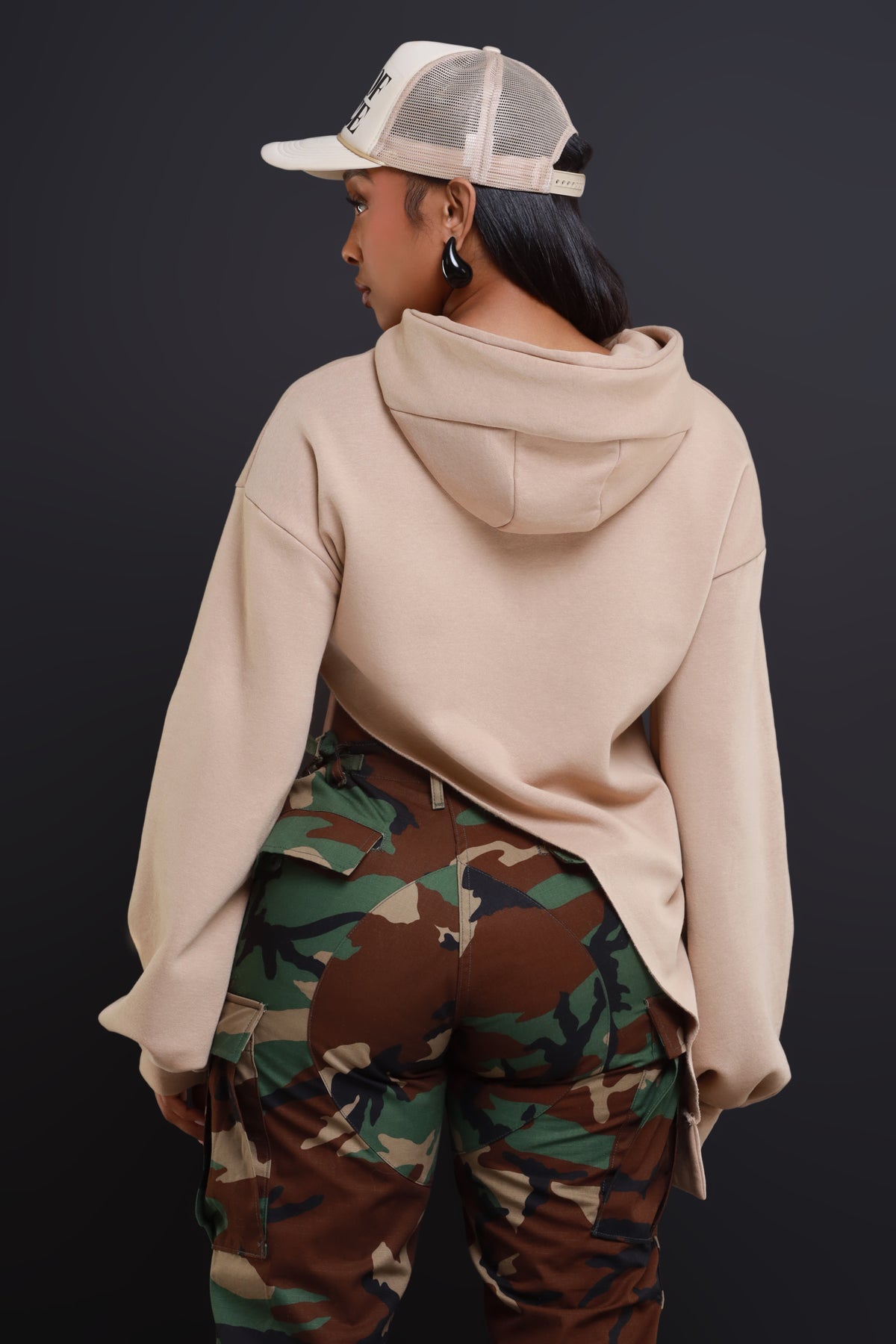 
              Strike Out Asymmetrical Oversized Hoodie - Taupe - Swank A Posh
            