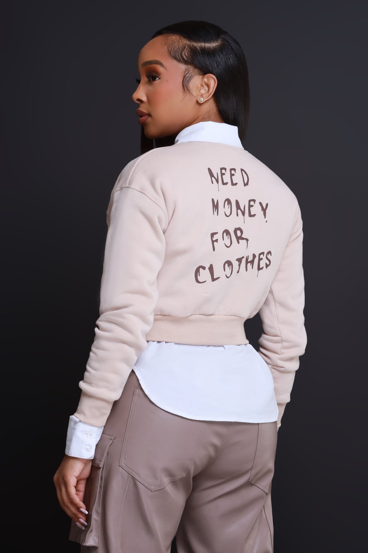 
              Need Money Graphic Crewneck Sweatshirt - Khaki - Swank A Posh
            
