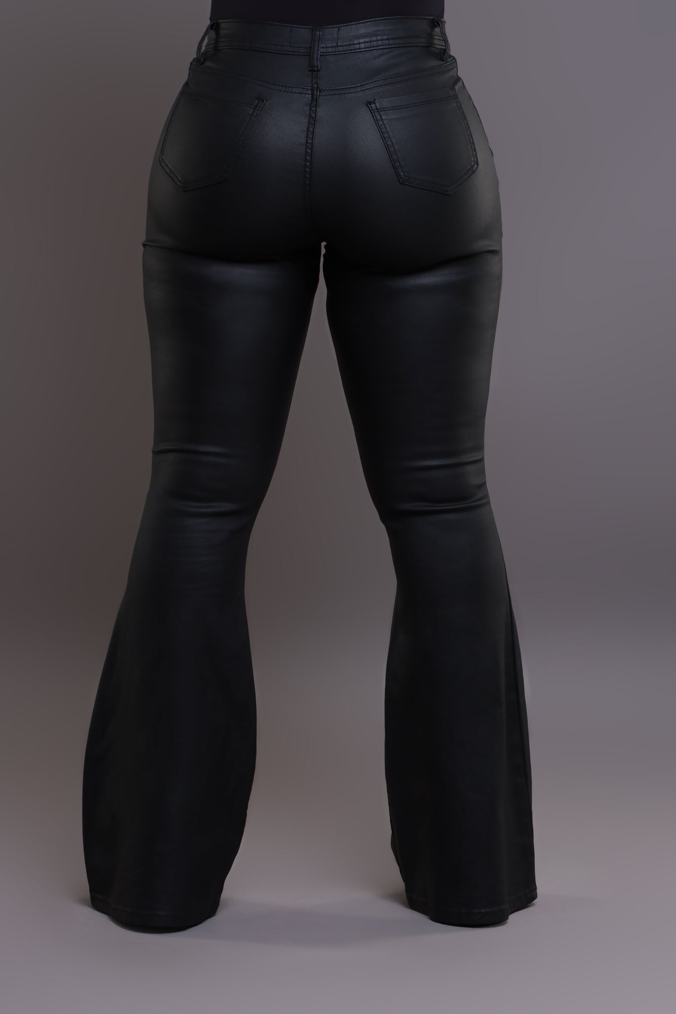 Black Magic Faux Leather Bell Bottom Pants - Black - Swank A Posh
