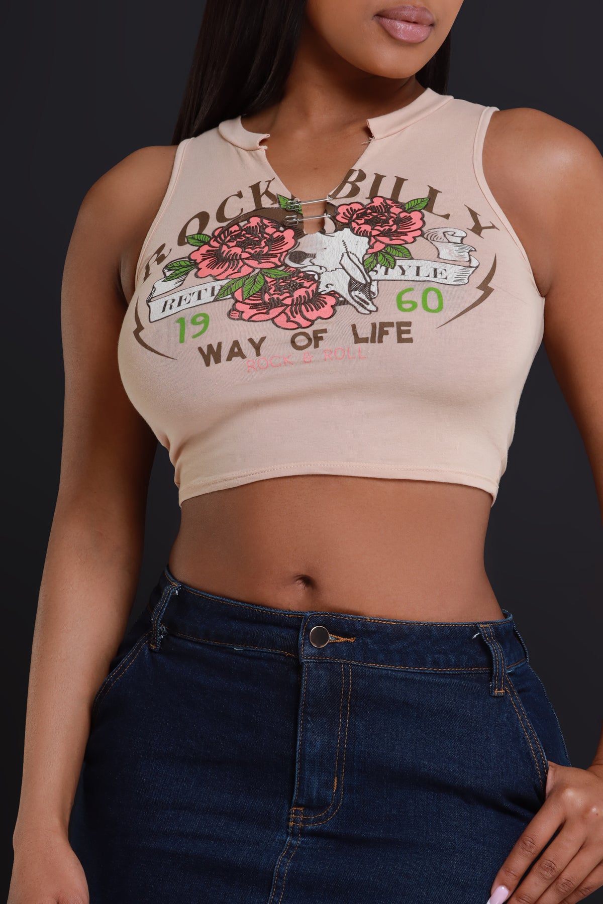 
              Way Of Life Graphic Crop Top - Taupe - Swank A Posh
            
