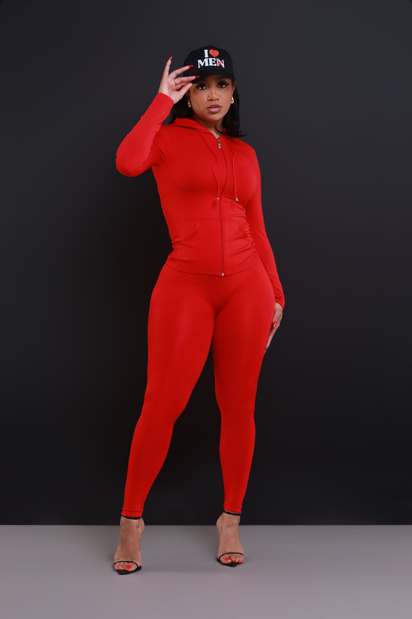 Just Vibing.. Seamless Zip Up Legging Set - Red - Swank A Posh
