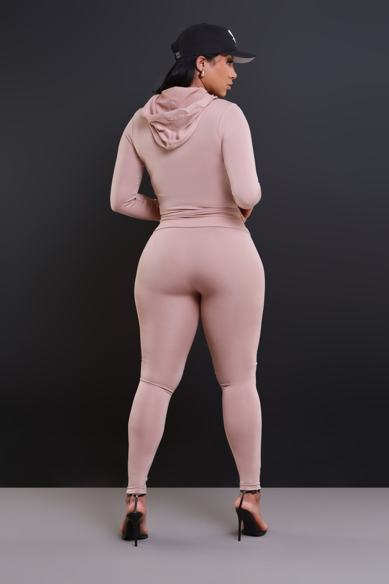Just Vibing. Seamless Zip Up Legging Set - Khaki - Swank A Posh