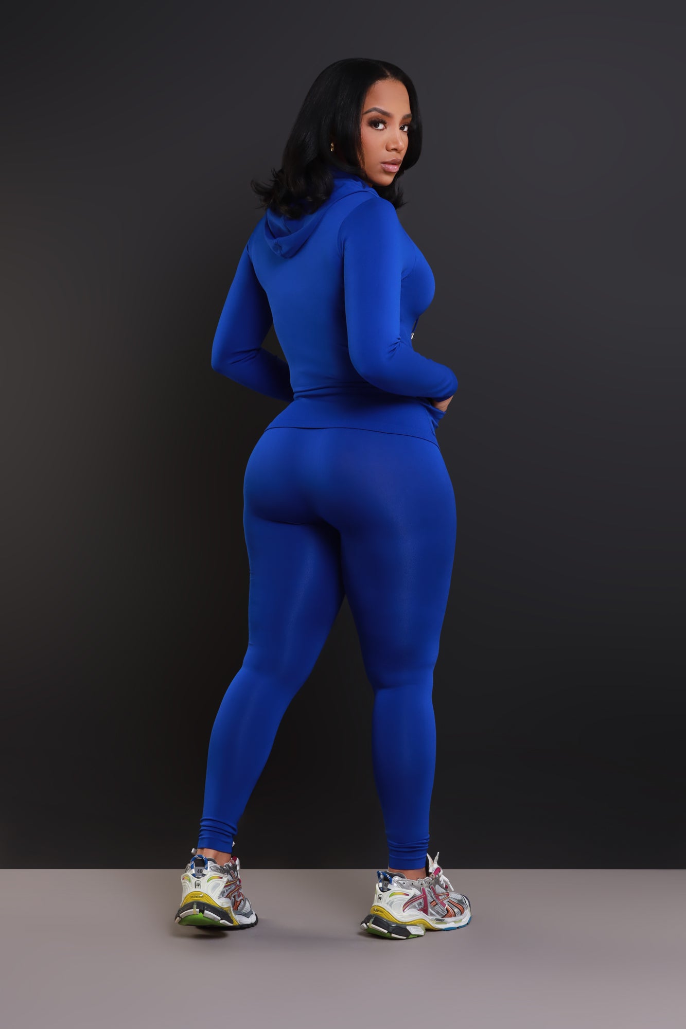 Just Vibing.. Seamless Zip Up Legging Set - Royal Blue - Swank A Posh