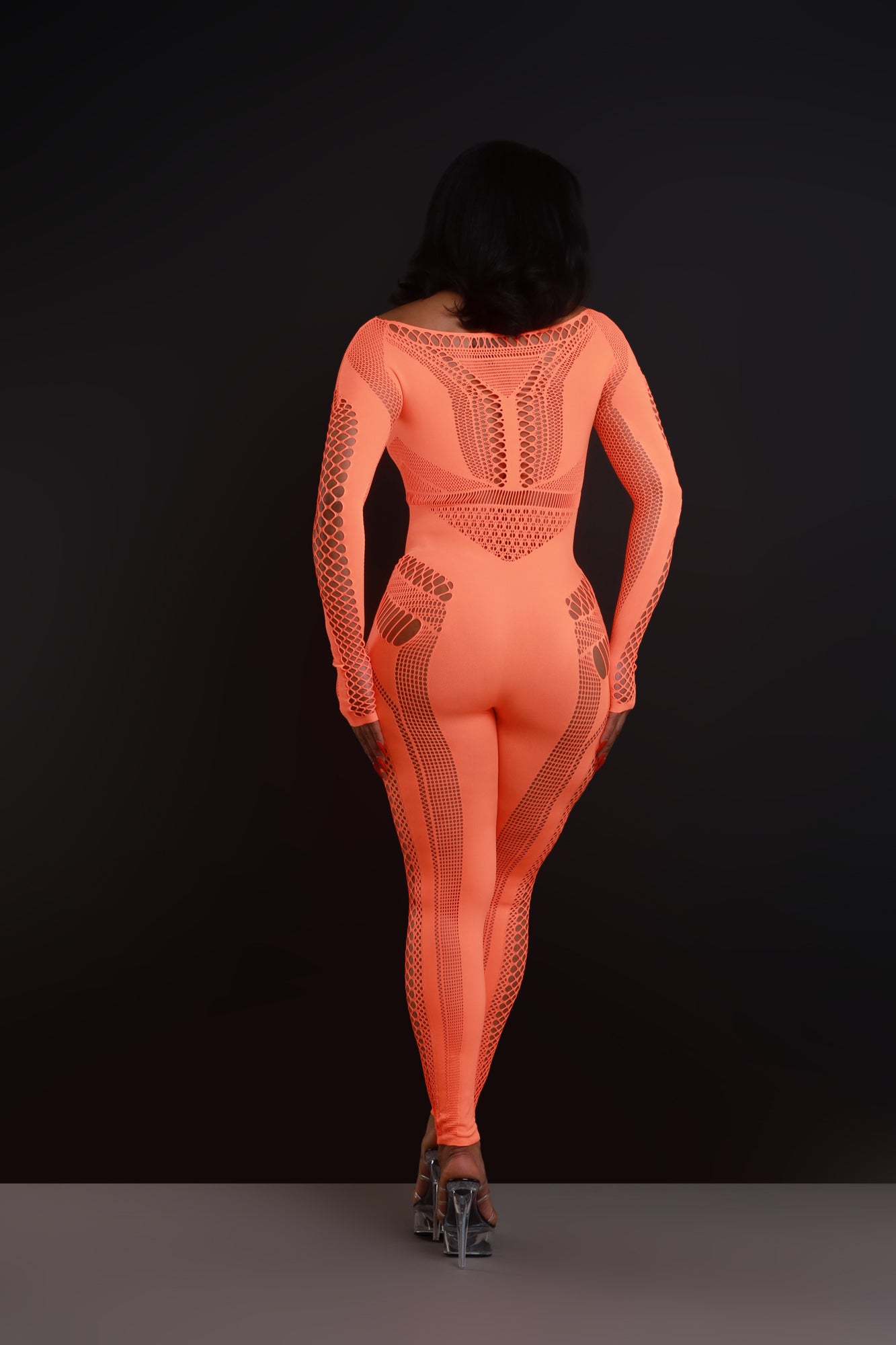 Baby Girl Laser Cut Seamless Jumpsuit - Orange - Swank A Posh