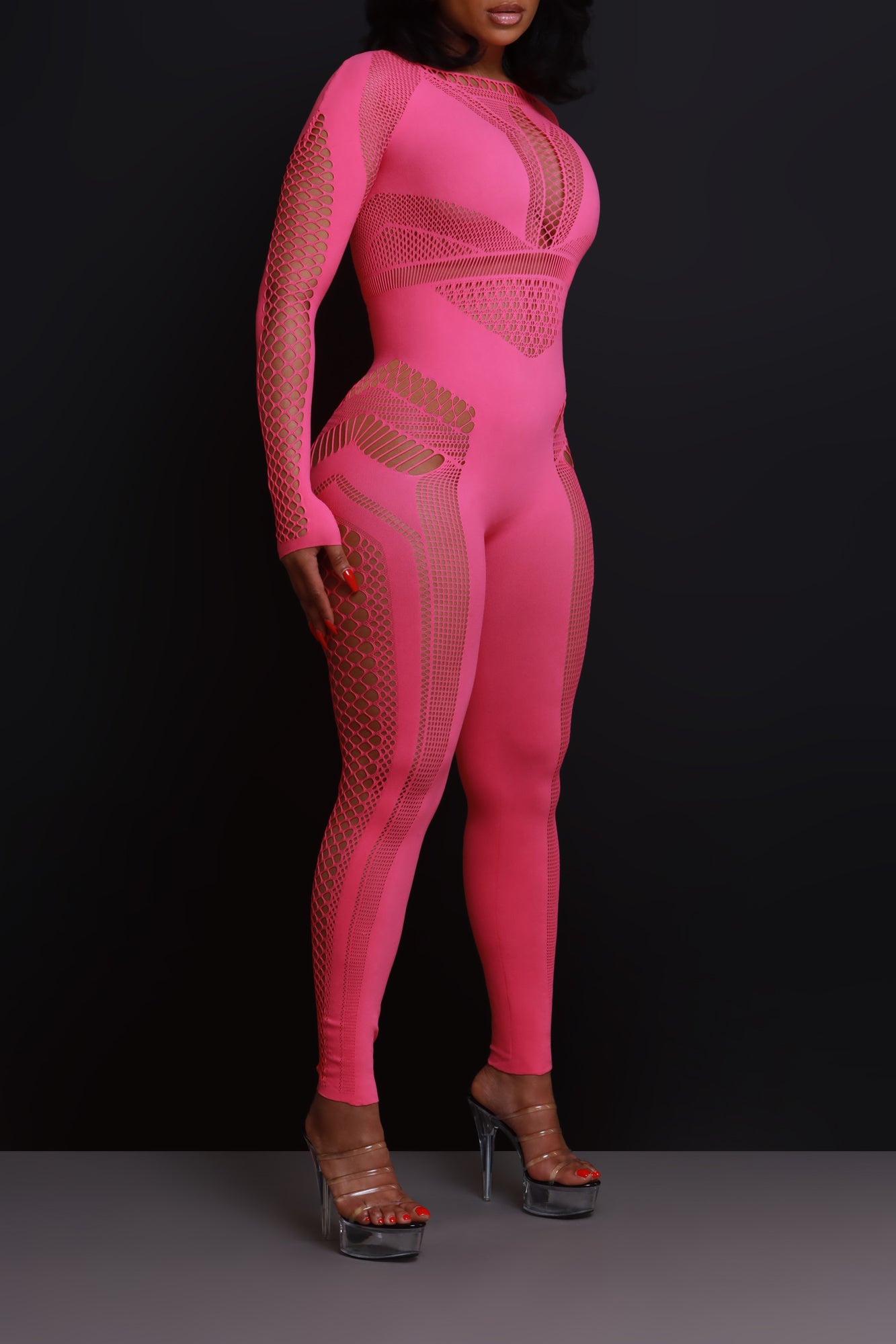 Baby Girl Laser Cut Seamless Jumpsuit - Pink - Swank A Posh