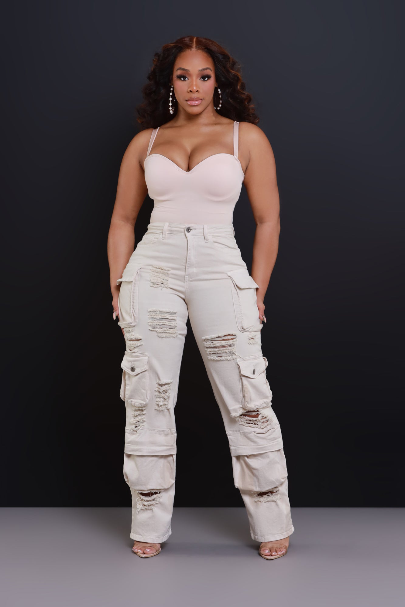 All Facts Distressed Cargo Pants - Light Khaki - Swank A Posh