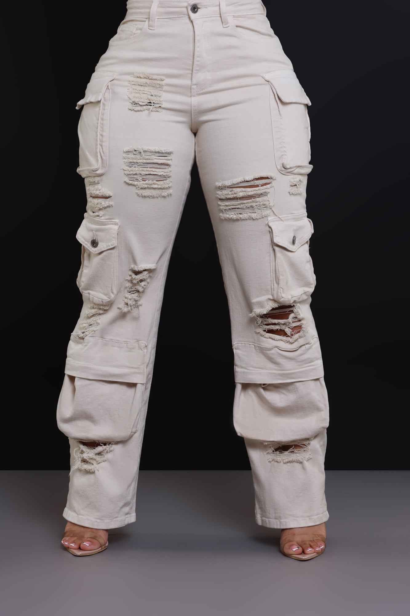 All Facts Distressed Cargo Pants - Light Khaki - Swank A Posh
