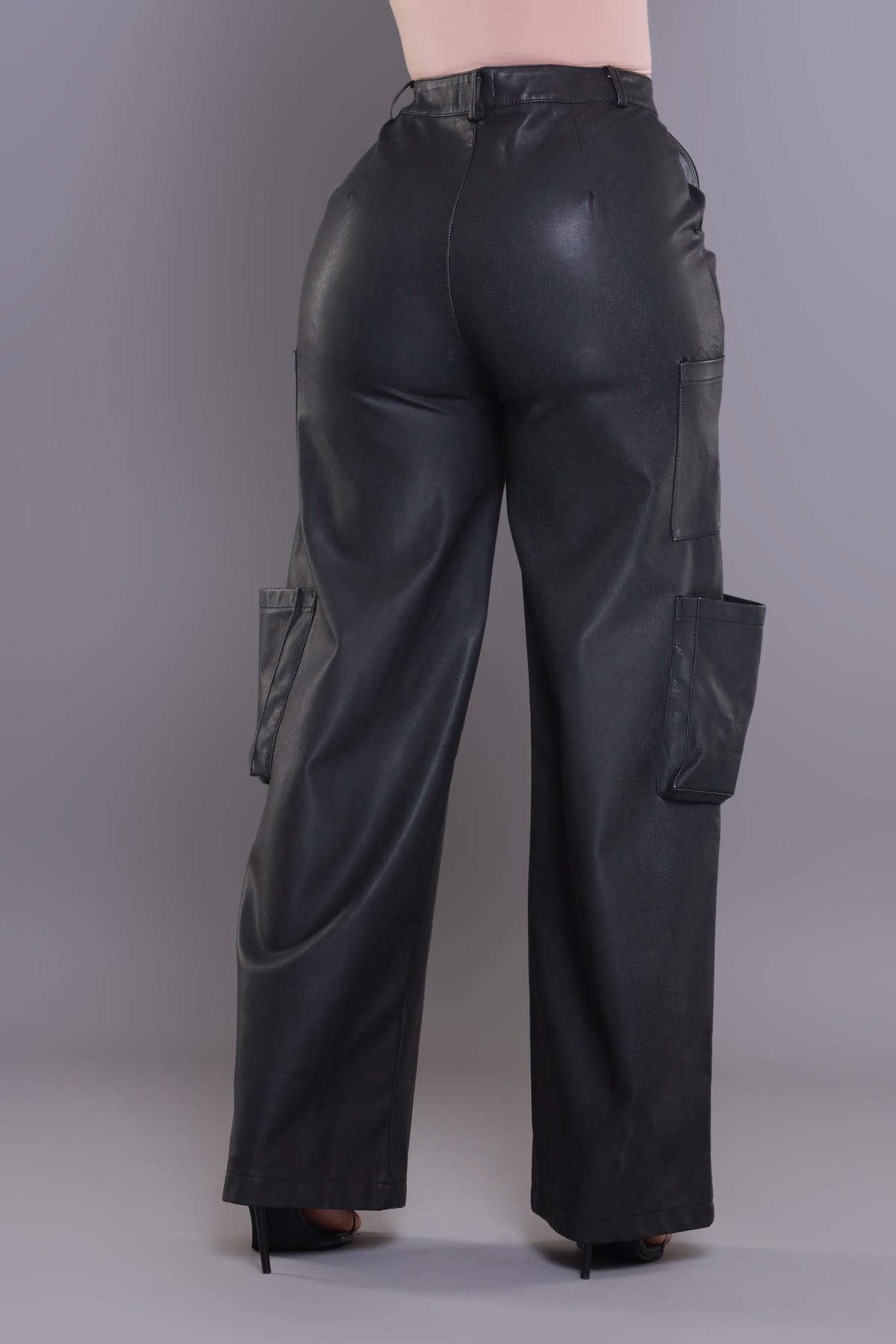 
              Night Watch Faux Leather Cargo Pants - Black - Swank A Posh
            