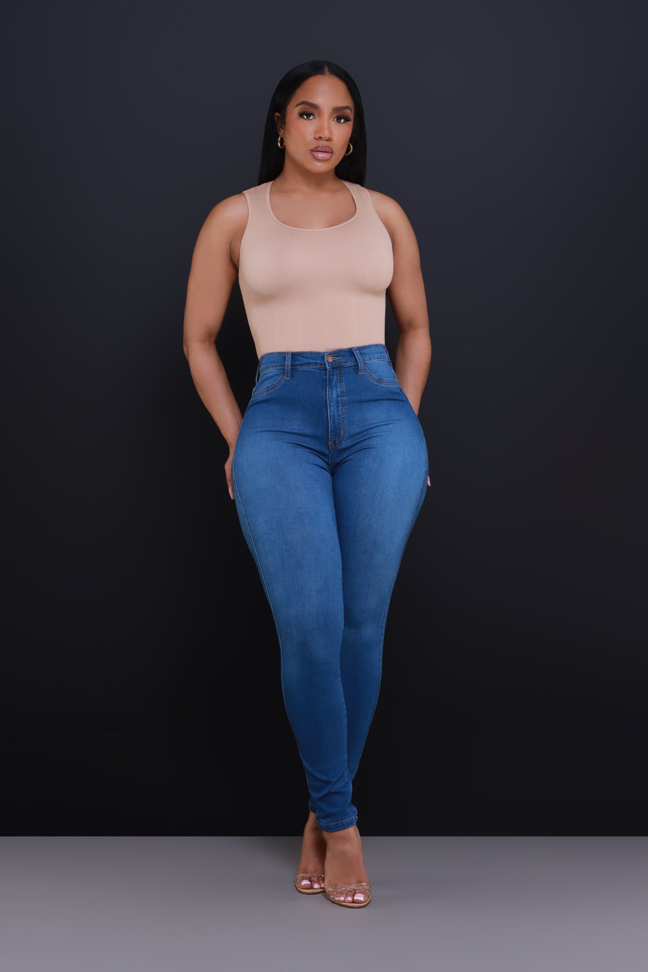 On Strike High Rise Jeans - Mid Wash - Swank A Posh