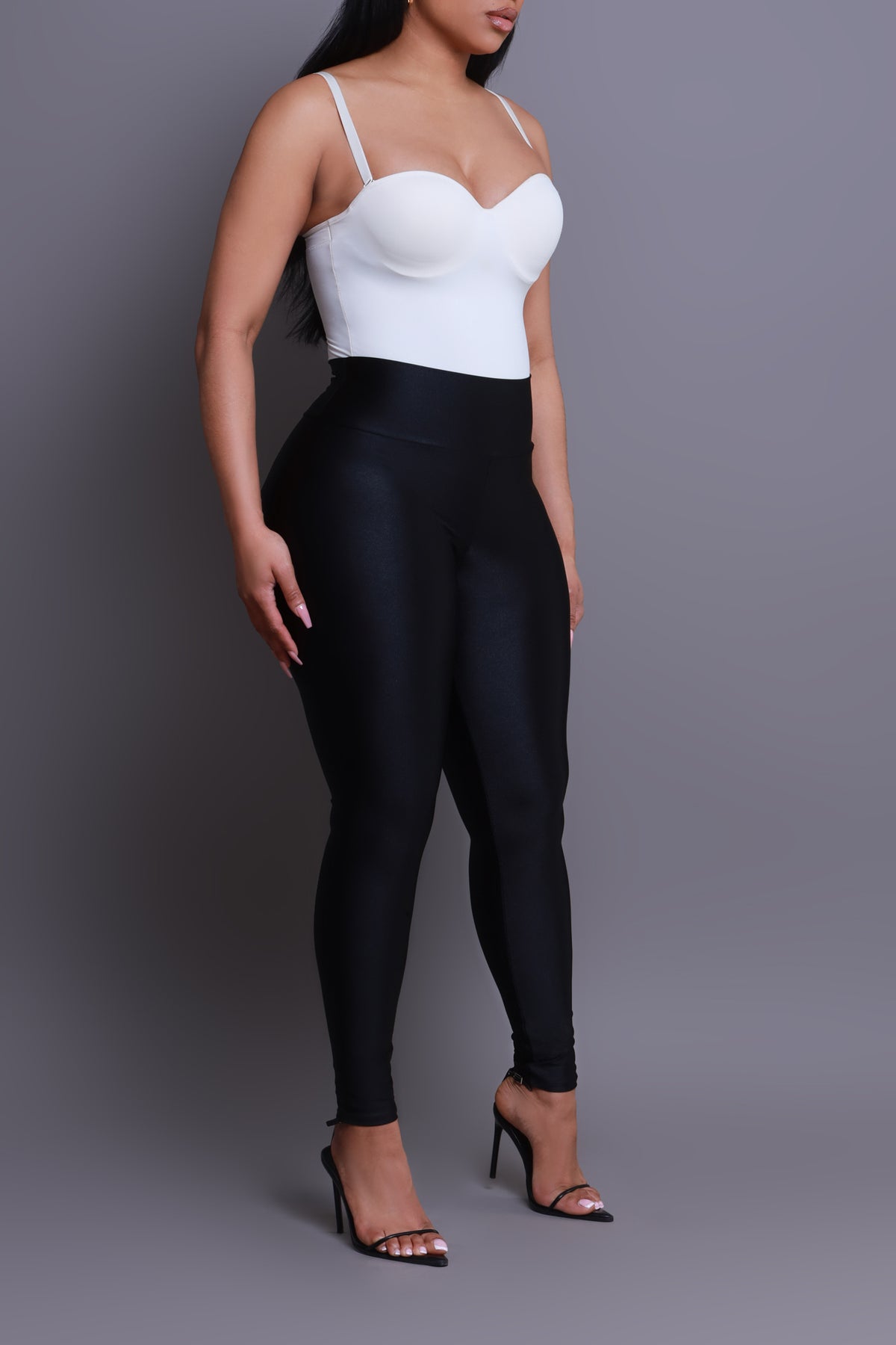 
              Out Of Control High Rise Shiny Leggings - Black - Swank A Posh
            