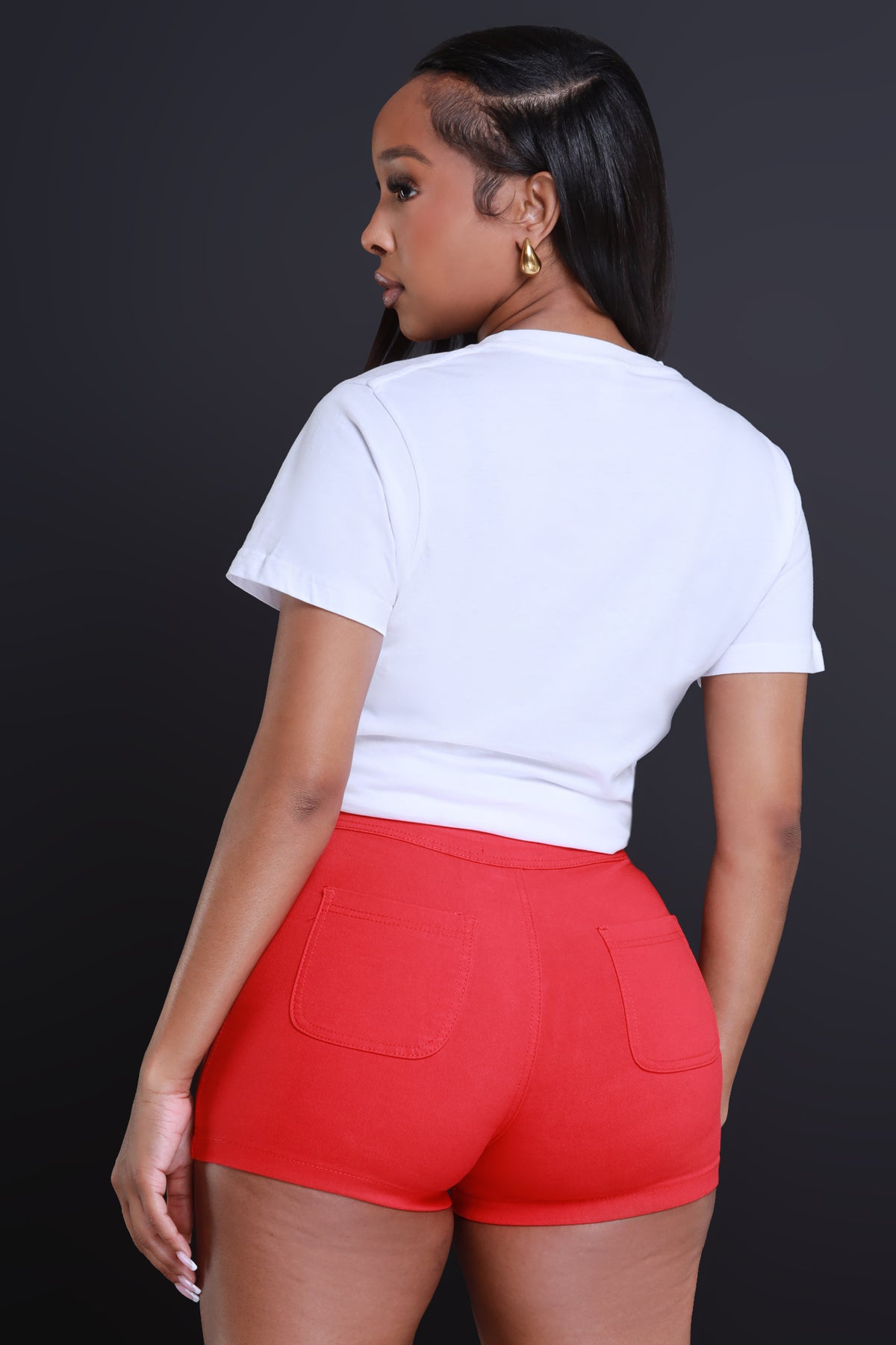 
              Ace High Waist Stretchy Shorts - Red - Swank A Posh
            