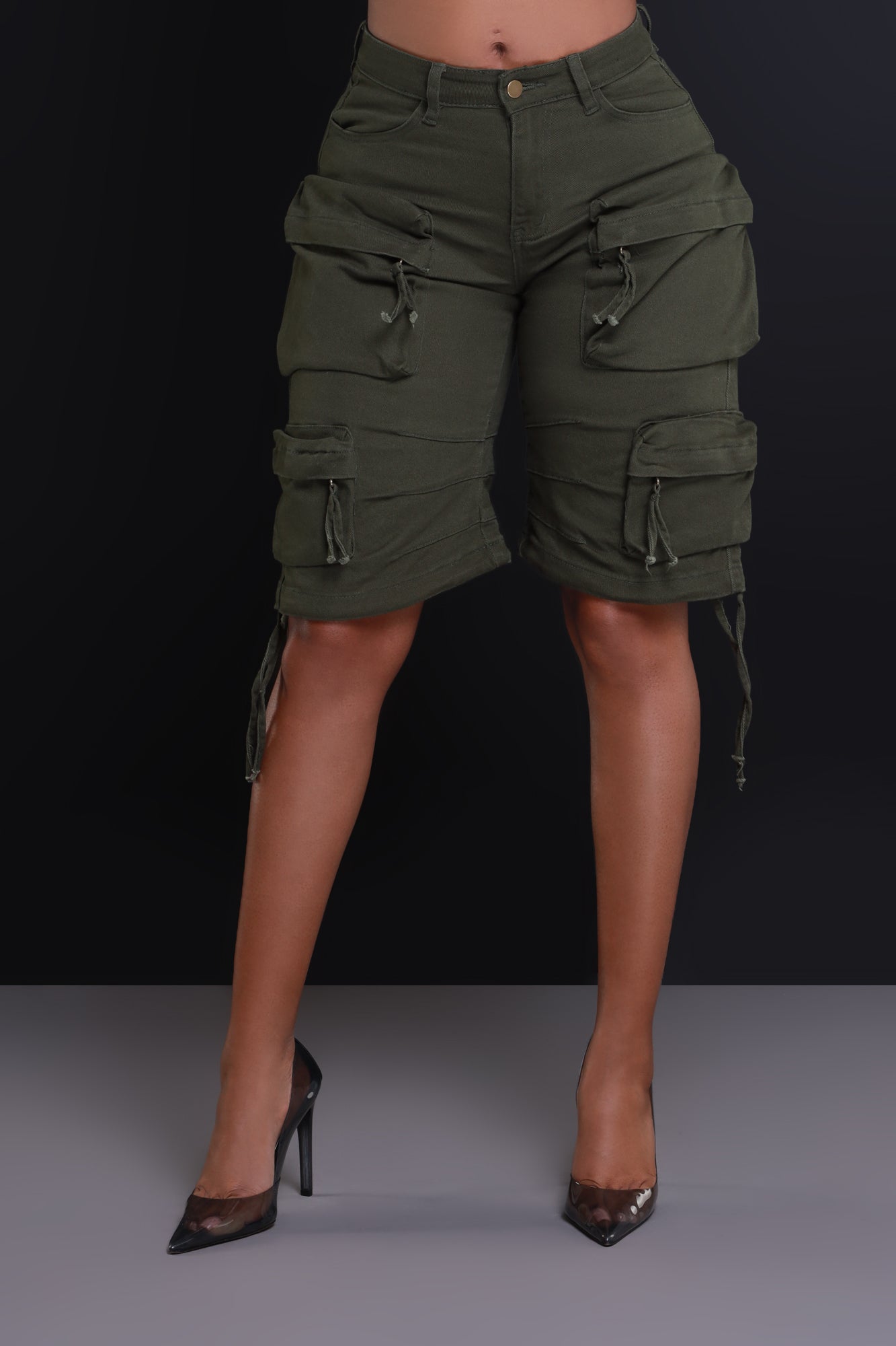 Undisclosed Cargo Bermuda Shorts - Olive - Swank A Posh