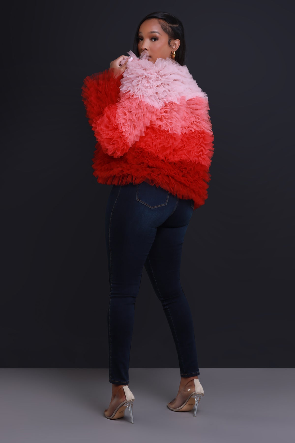 
              Meant For You Ruffle Cardigan - Coral Multicolor - Swank A Posh
            