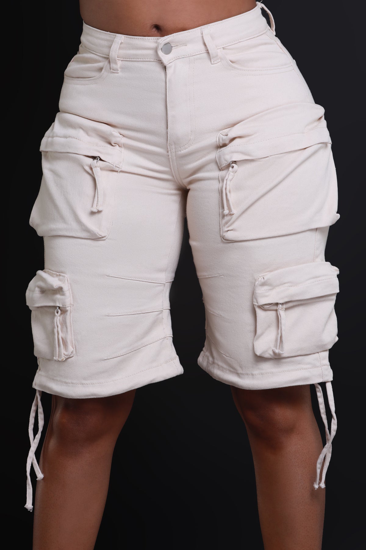 
              Undisclosed Cargo Bermuda Shorts - Cream - Swank A Posh
            