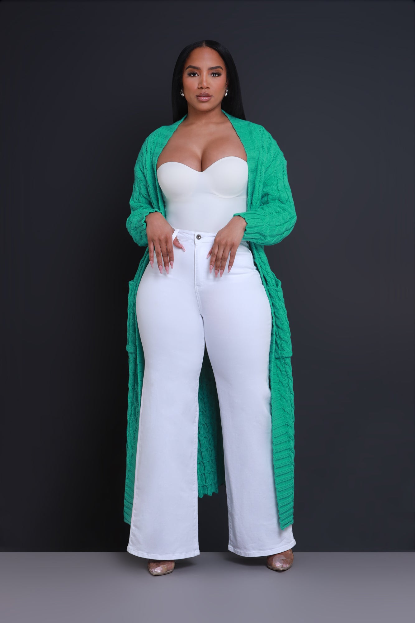 Let's Meet High Rise Wide Flare Jeans - White - Swank A Posh