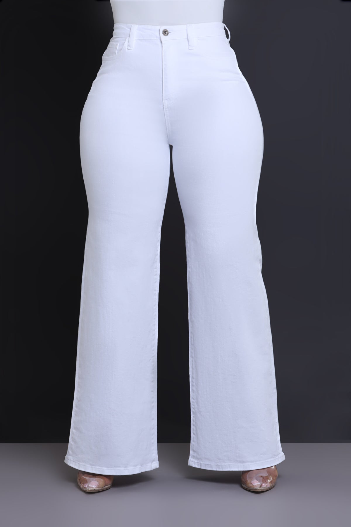 
              Let&#39;s Meet High Rise Wide Flare Jeans - White - Swank A Posh
            