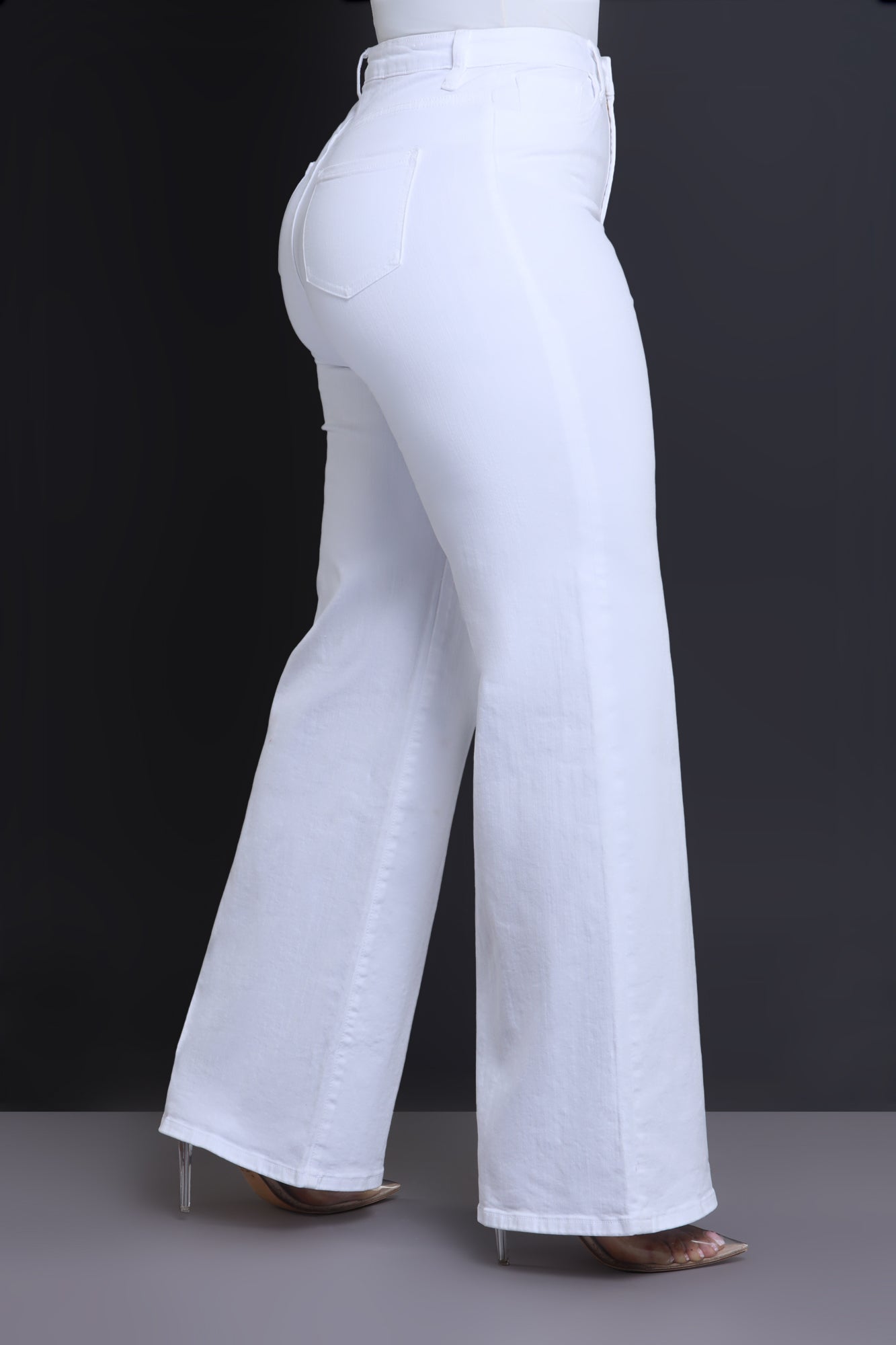 Let's Meet High Rise Wide Flare Jeans - White - Swank A Posh