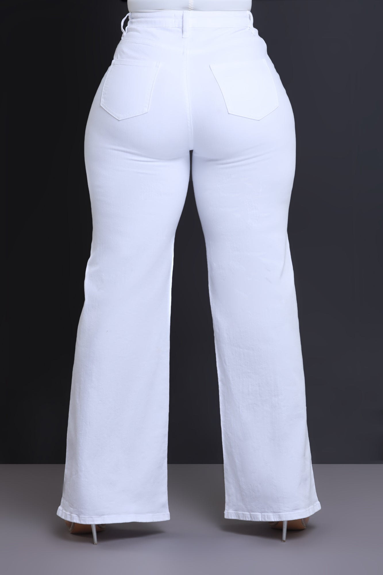Let's Meet High Rise Wide Flare Jeans - White - Swank A Posh