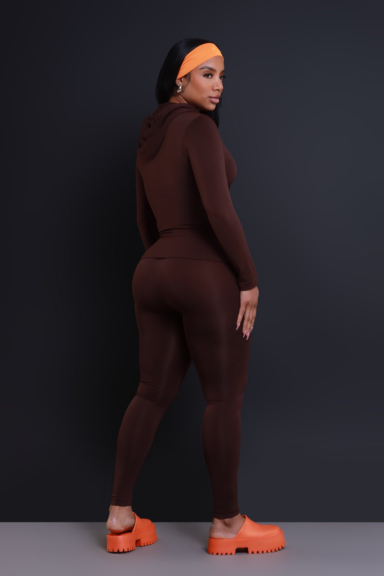 Just Vibing Seamless Zip Up Legging Set - Brown - Swank A Posh