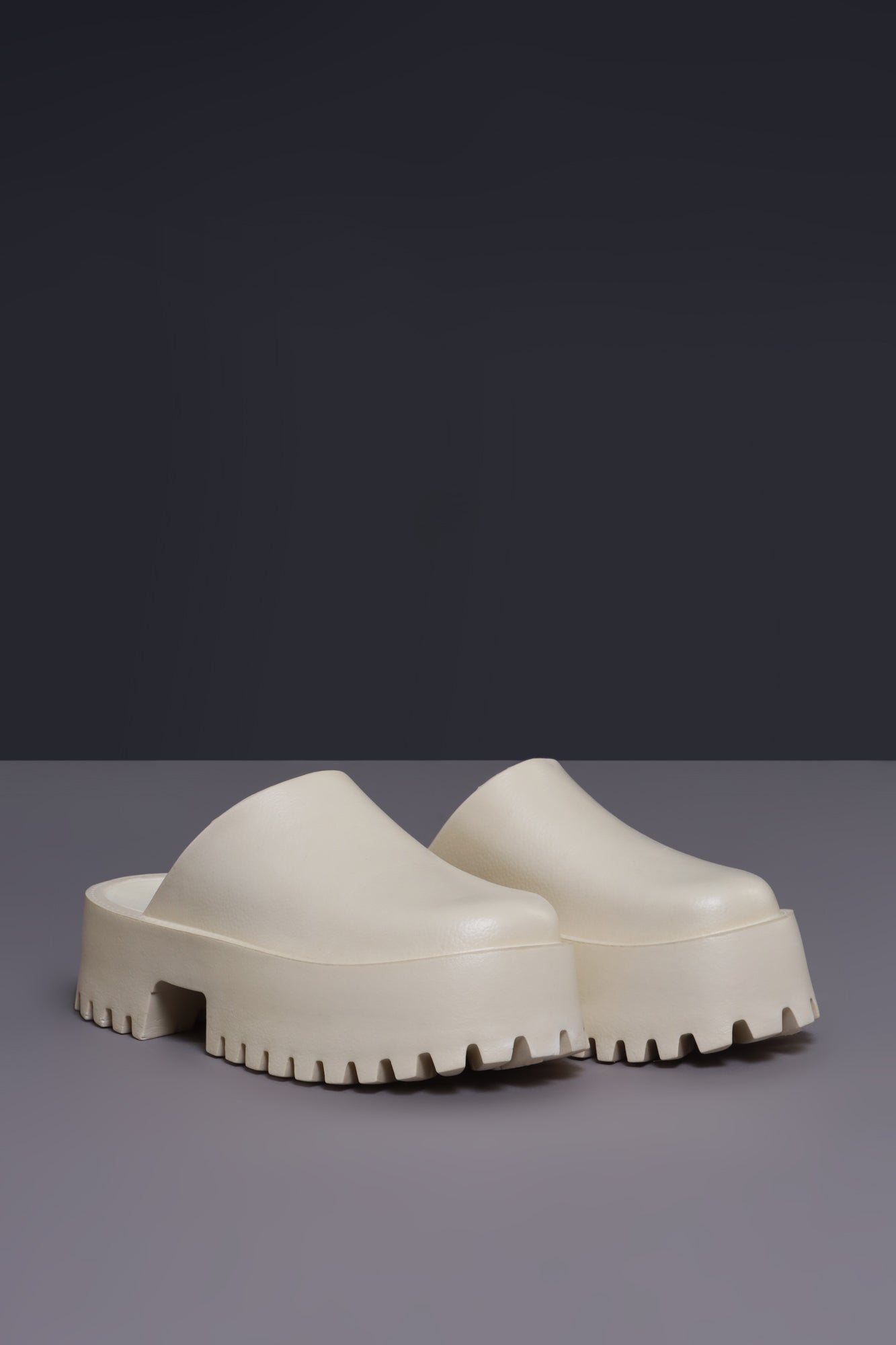 No Such Luck Platform Chunky Slides - Ivory - Swank A Posh