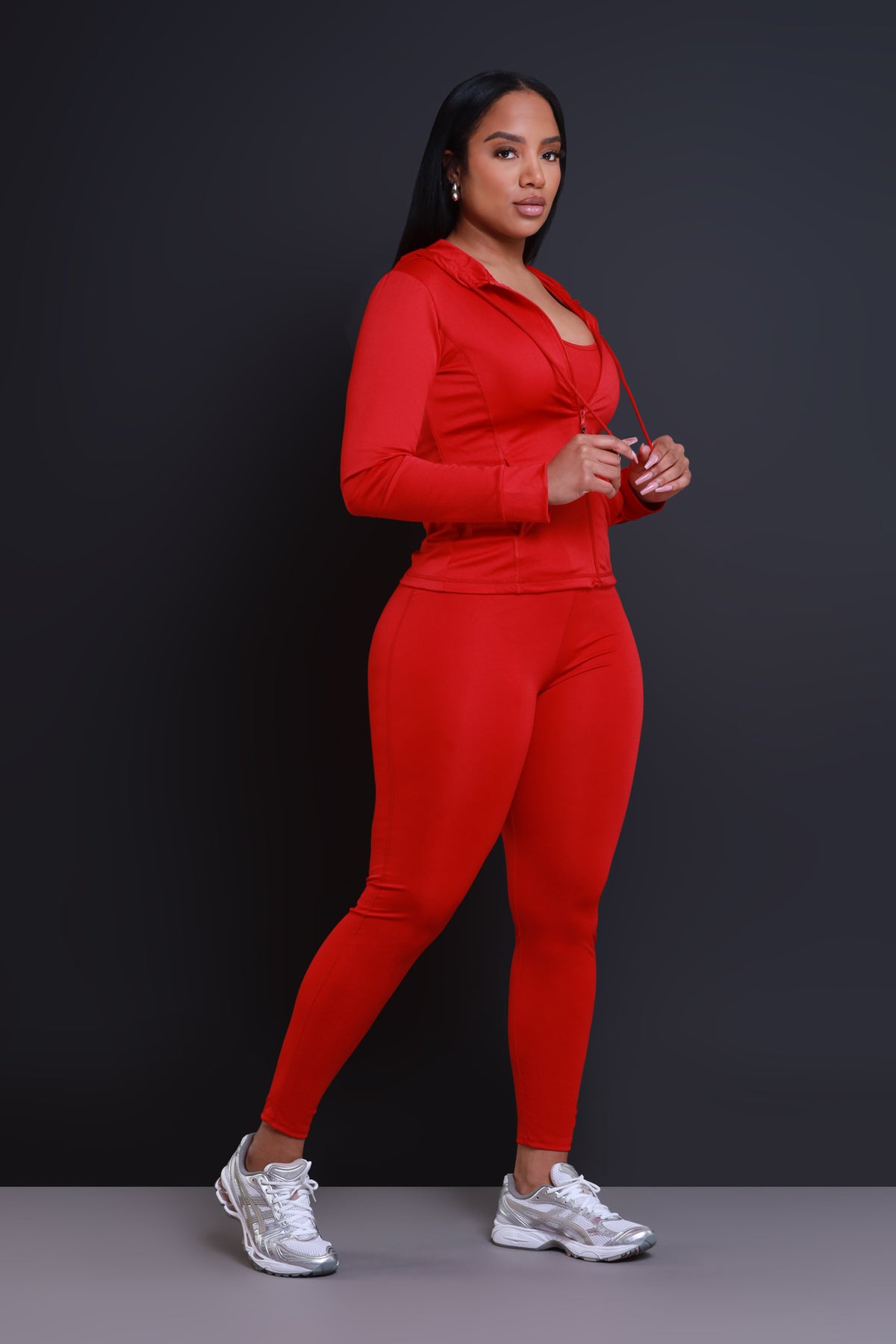 
              Spill The Tea Three Piece Cropped Athletic Set - Red - Swank A Posh
            
