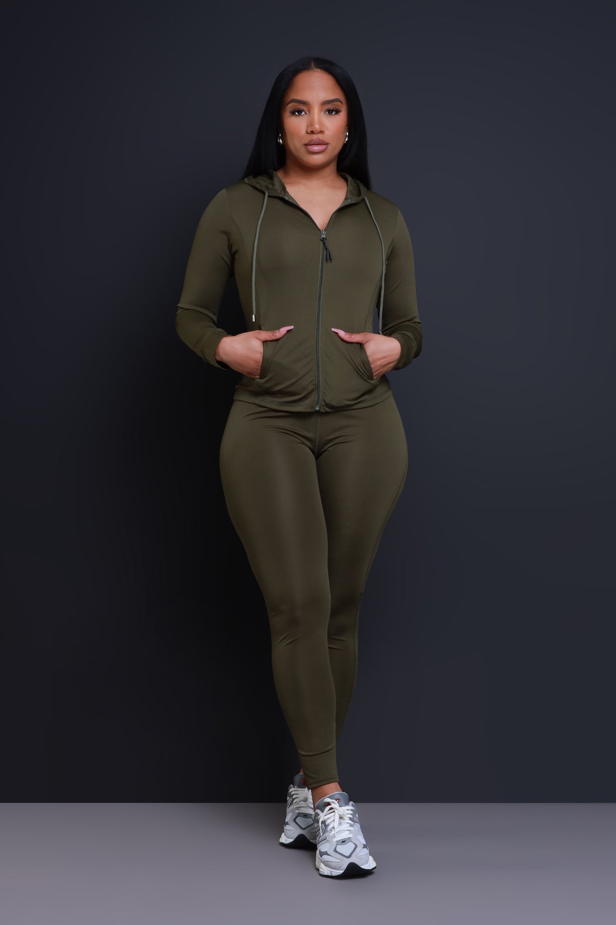 
              Spill The Tea Three Piece Cropped Athletic Set - Olive - Swank A Posh
            