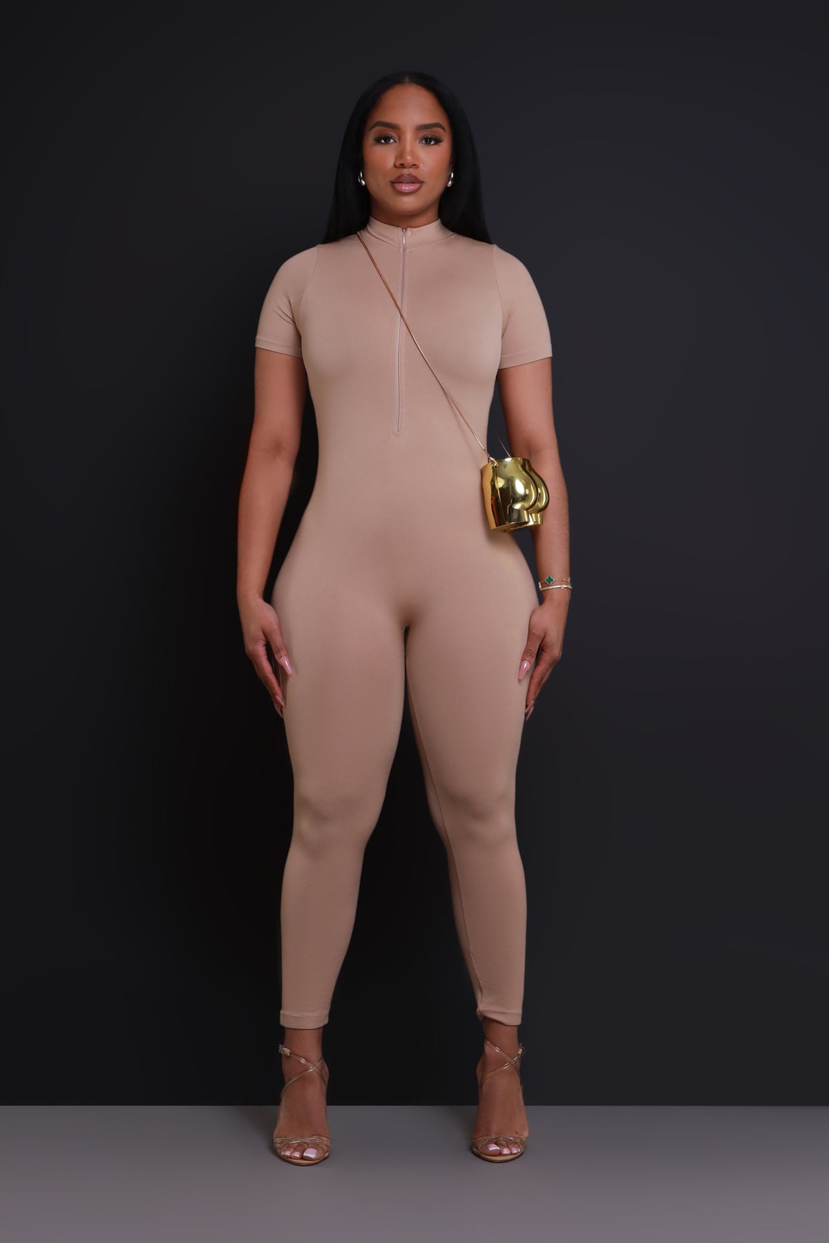 
              Can&#39;t Be Tamed Zip Up Jumpsuit - Mocha - Swank A Posh
            